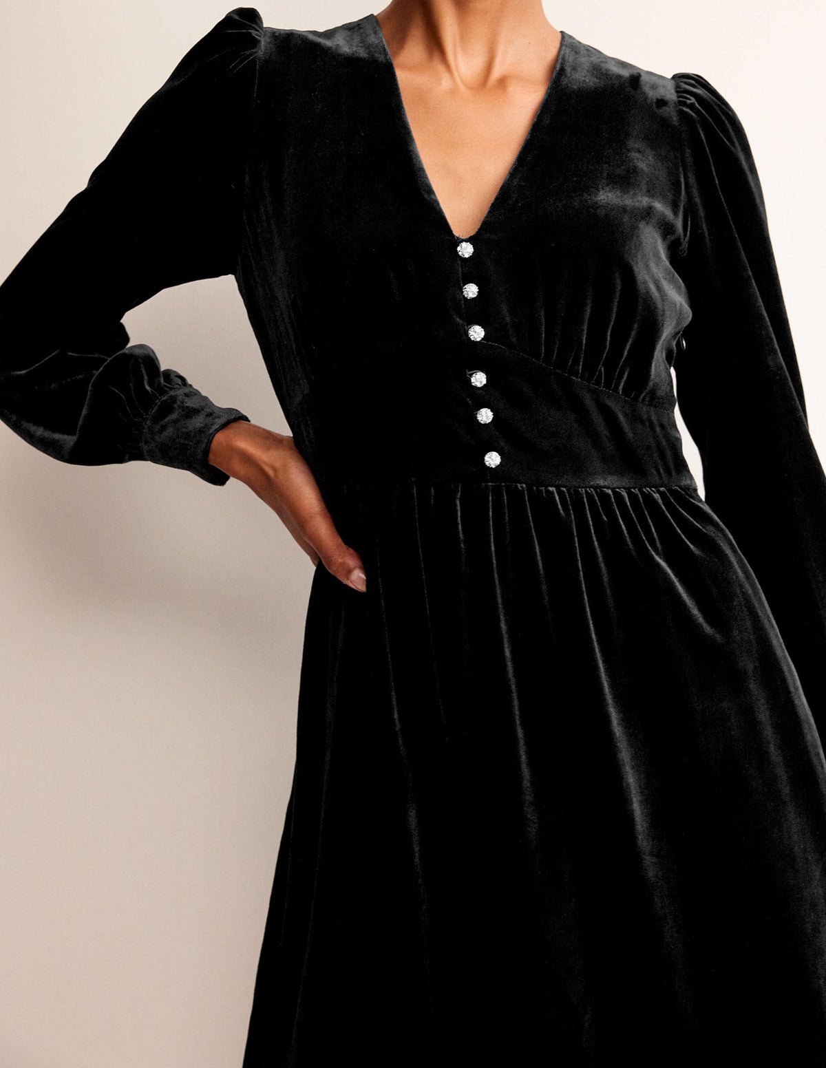 Elise Velvet Jewel Midi Dress-Black - Image 2
