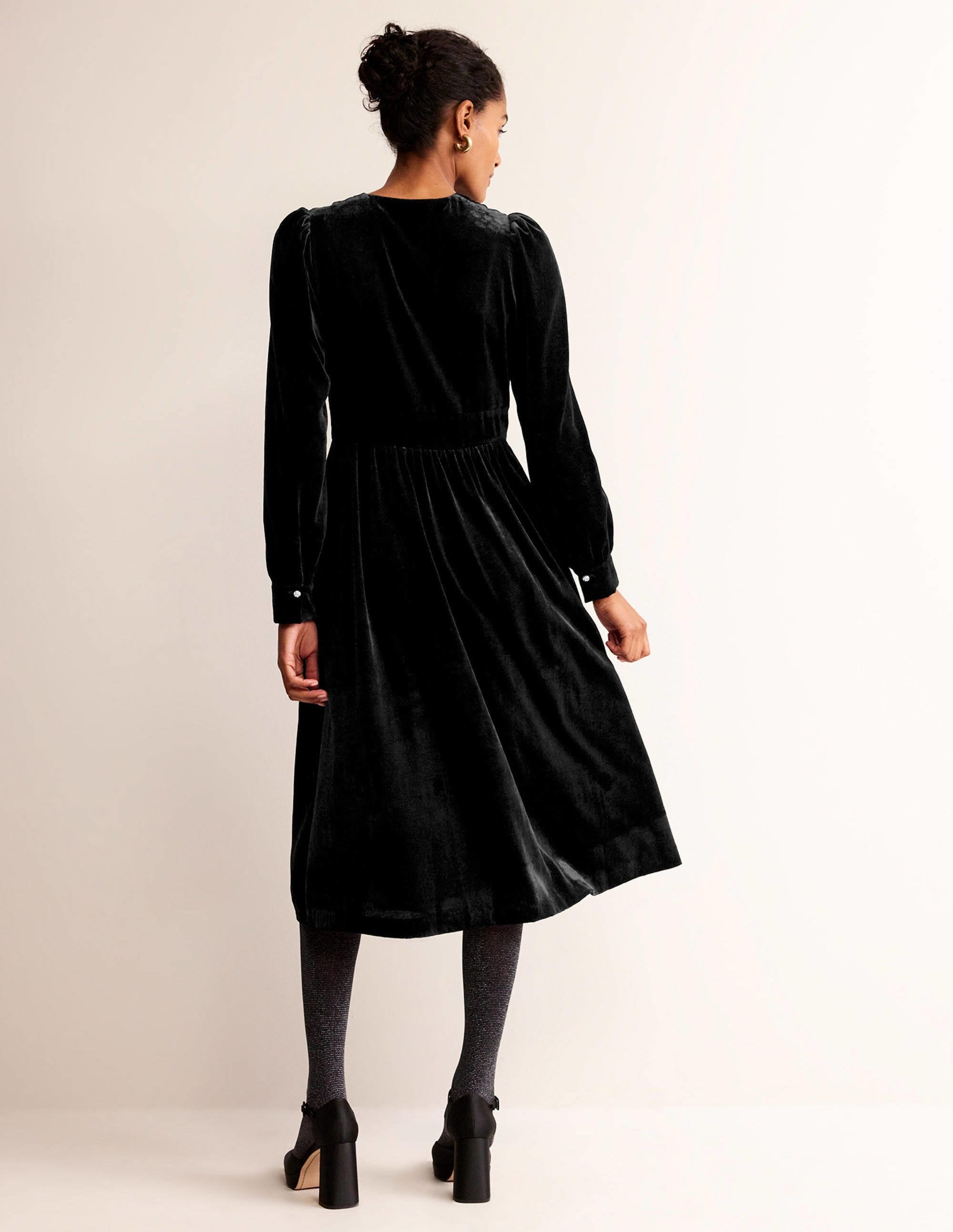 Elise Velvet Jewel Midi Dress-Black - Image 3