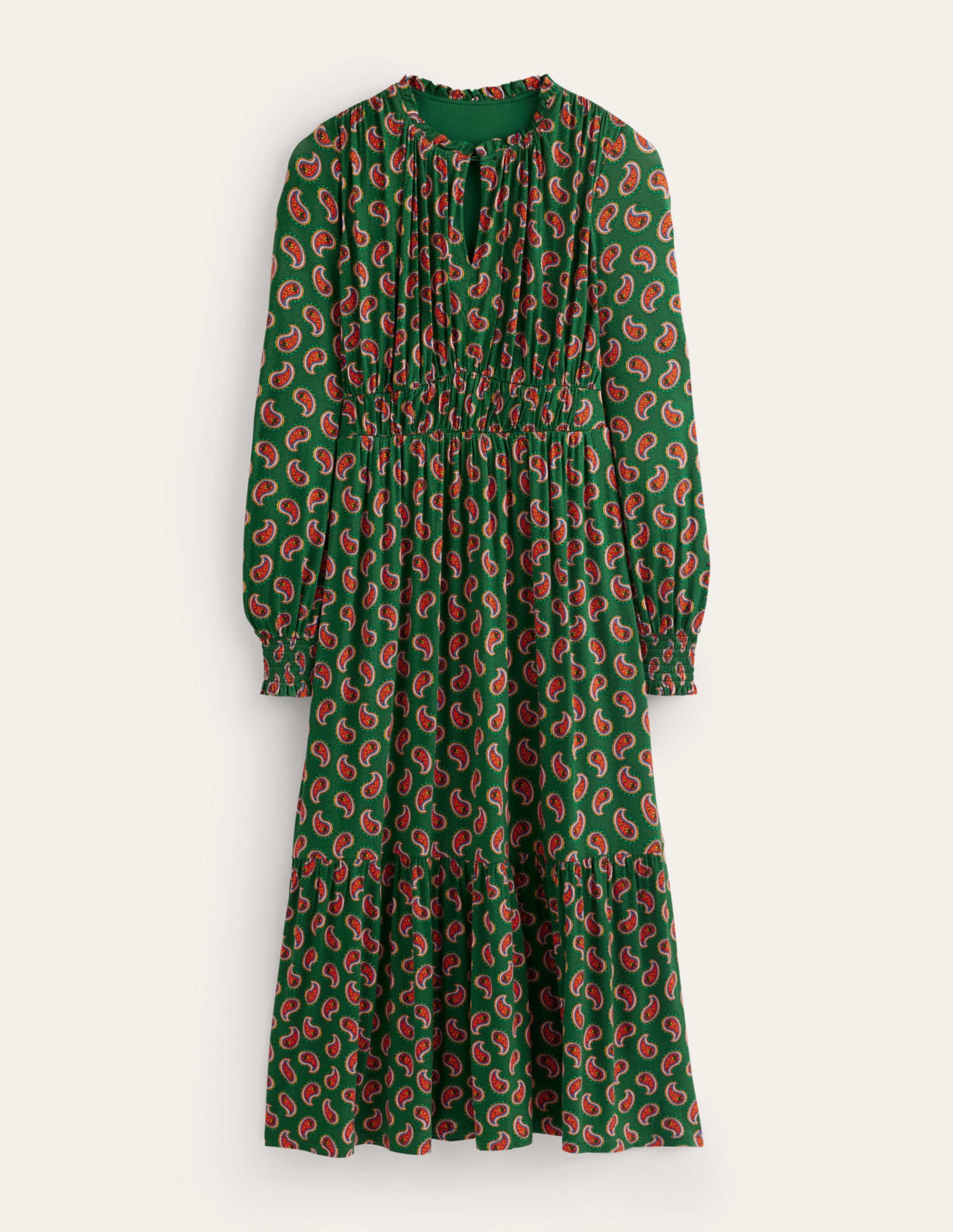 Rosanna Long Sleeve Tea Dress-Amazon Green, Paisley Bunch - Image 5