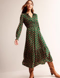 Rosanna Long Sleeve Tea Dress-Amazon Green, Paisley Bunch