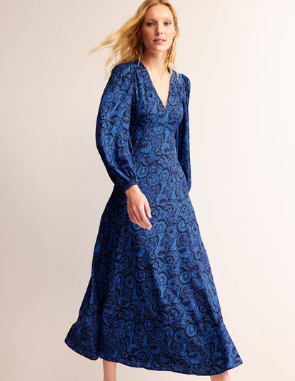 Blouson Sleeve Maxi Tea Dress-Bright Cobalt, Florist-4