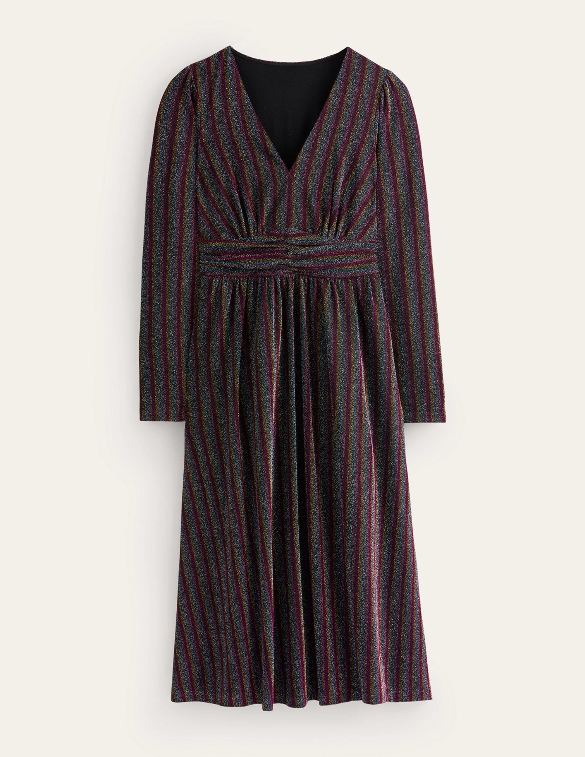 Ruched Sparkle Midi Dress-Multi Stripe - Image 8