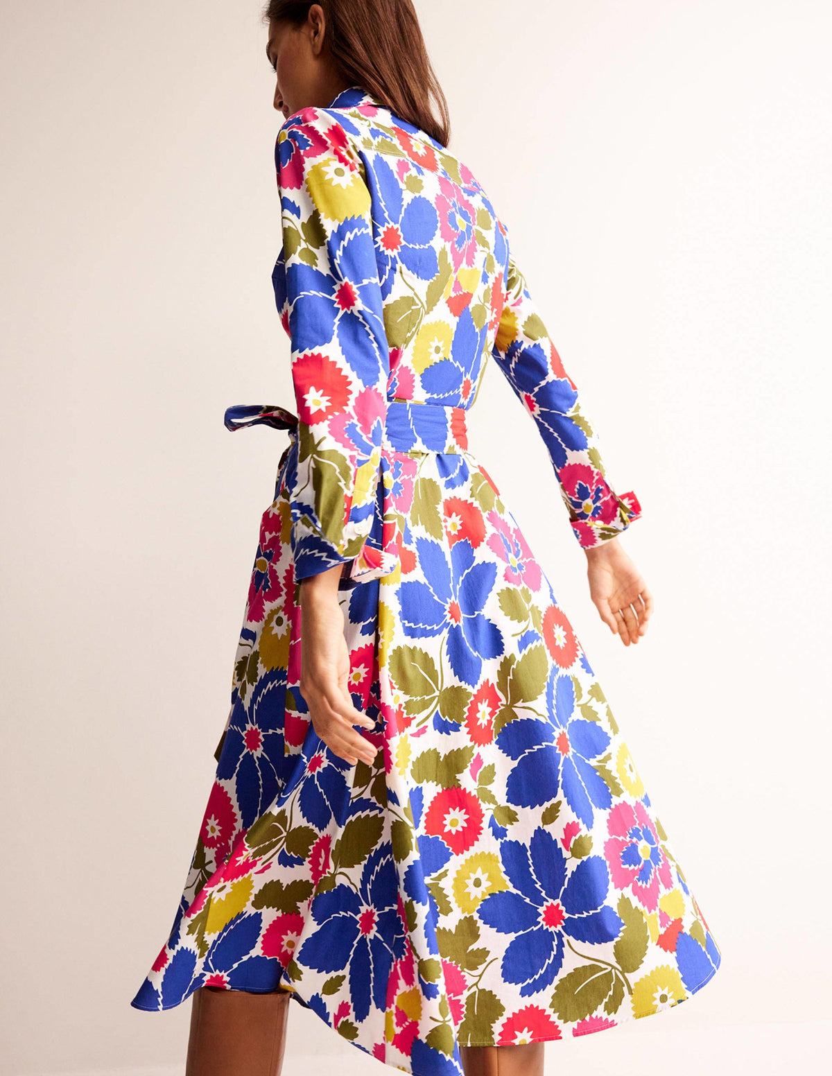 Amy Cotton Midi Shirt Dress-Multi, Bloomsbury Pop - Image 3