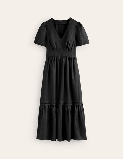 Eve Linen Midi Dress-Black-5