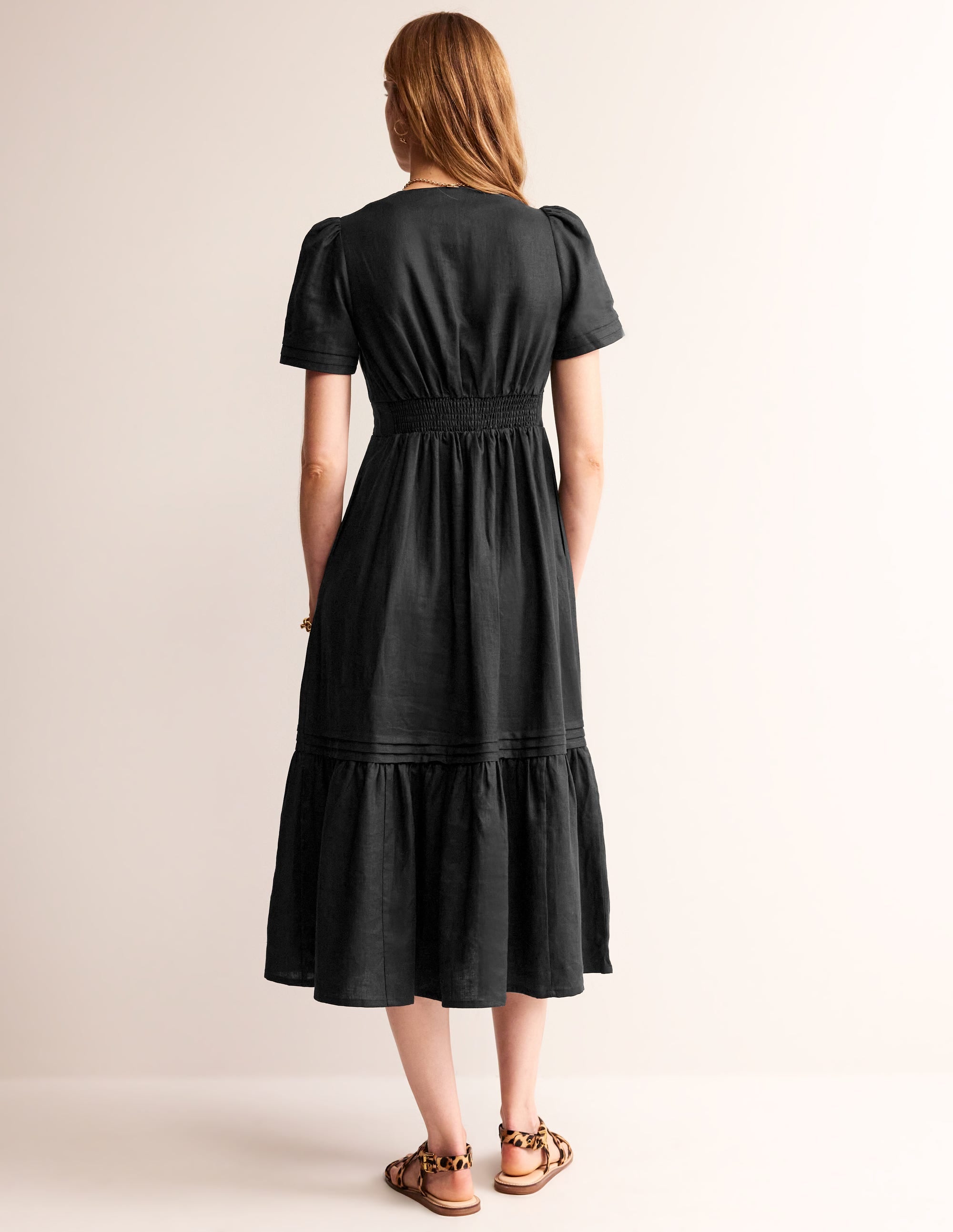 Eve Linen Midi Dress-Black - Image 3
