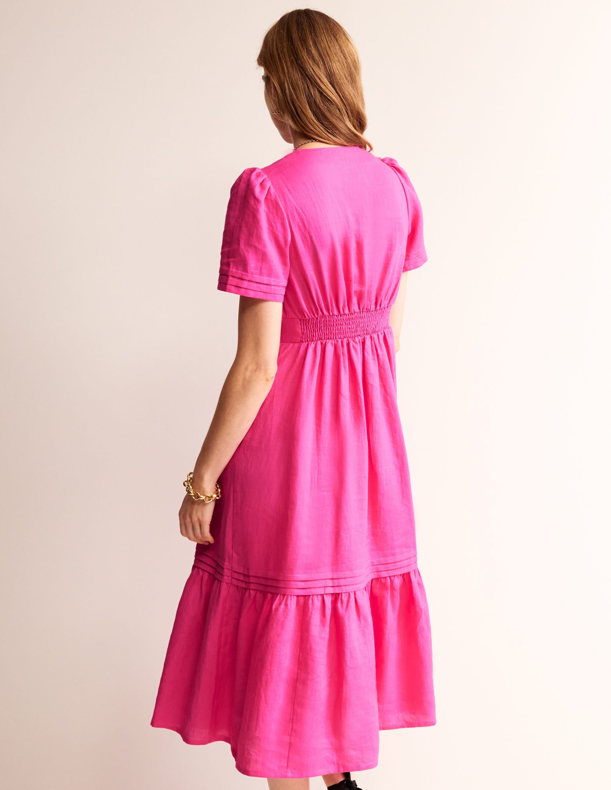 Eve Linen Midi Dress-Pop Pansy - Image 3