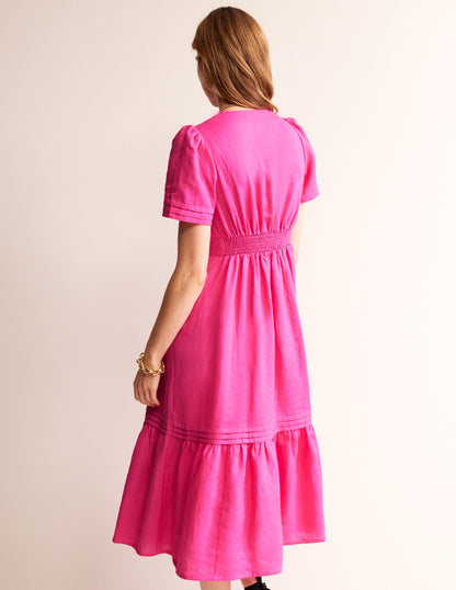 Eve Linen Midi Dress-Pop Pansy-3