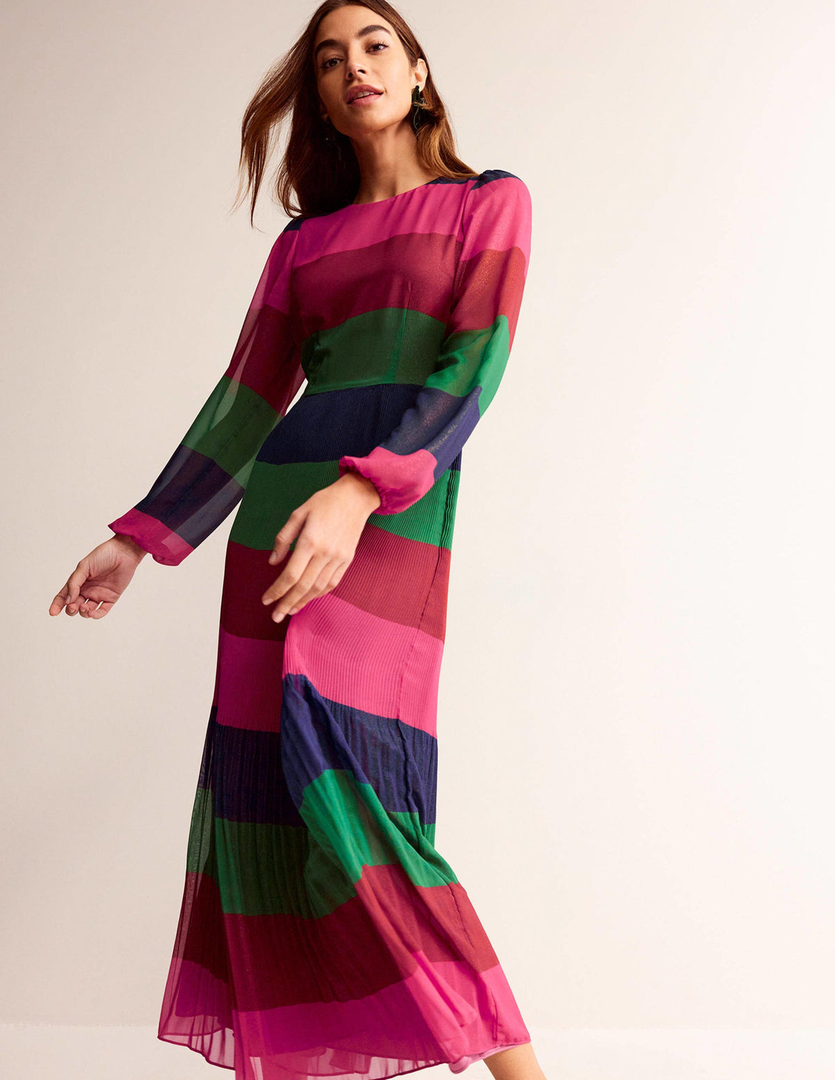 Colourblock Maxi Dress-Multi Stripe - Image 1