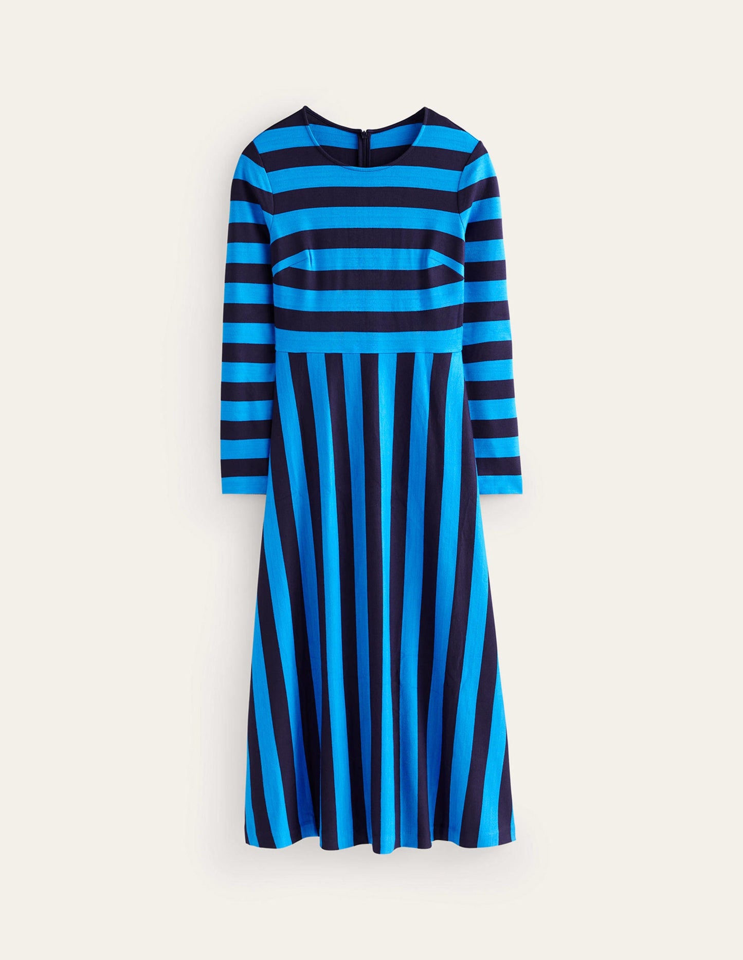 Stripe Jersey Midi Dress-Navy, Brilliant Blue Stripe