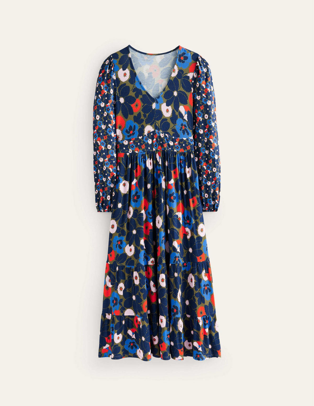 Hotch Potch V-Neck Midi Dress-Moss,  Bloomsbury Pop-9