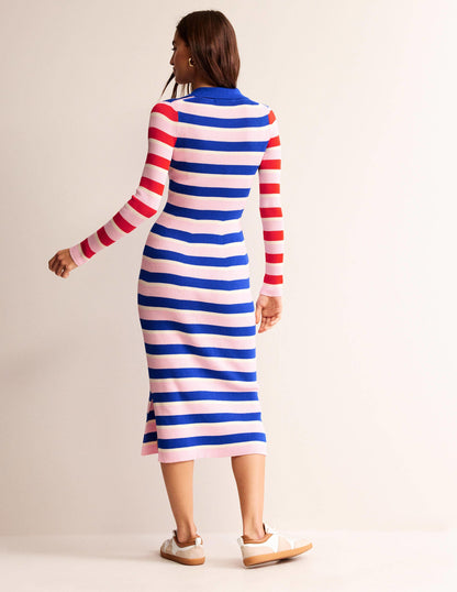 Collared Rib Dress-Orchid Pink, Warm Ivory-4