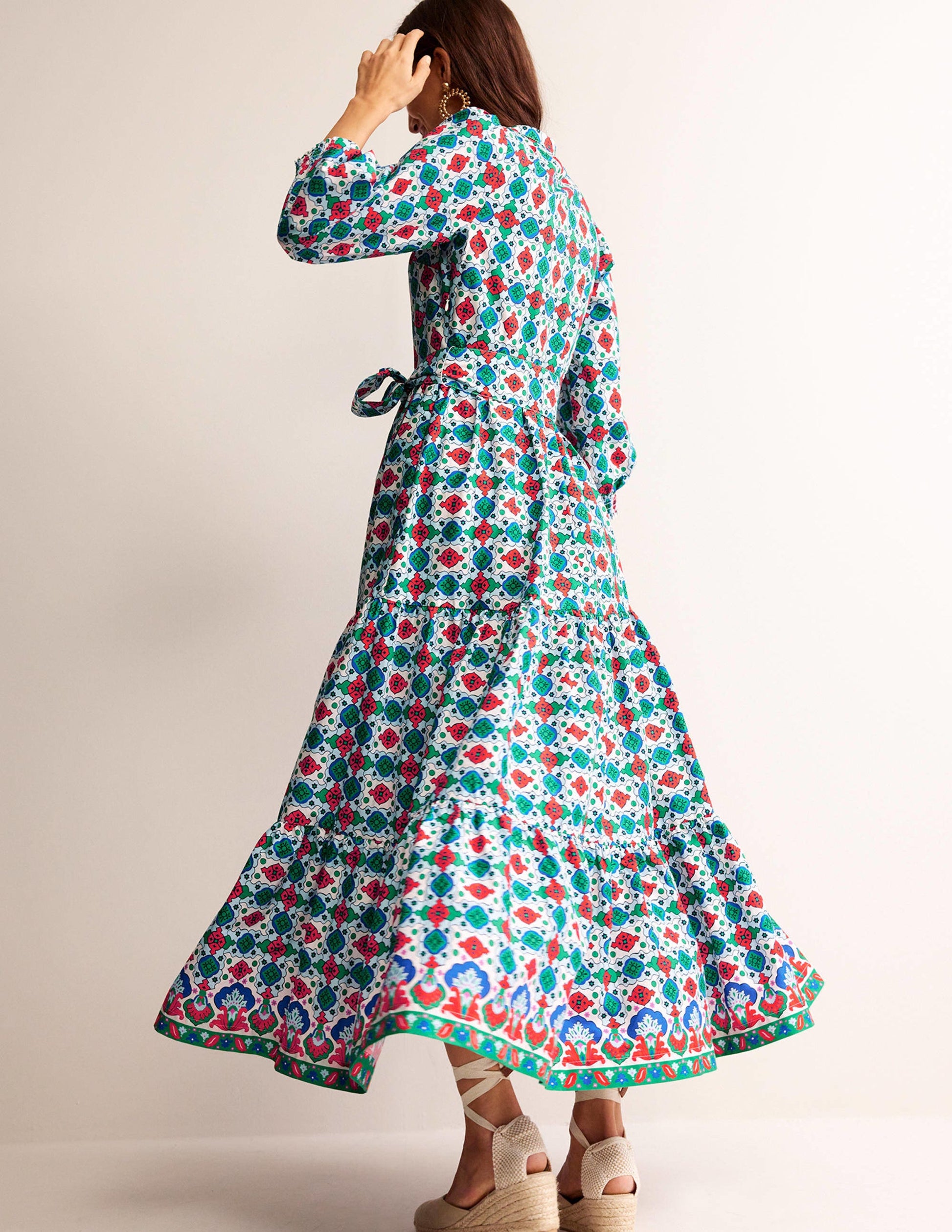 Alba Tiered Cotton Maxi Dress-Multi, Coastal Tile-3