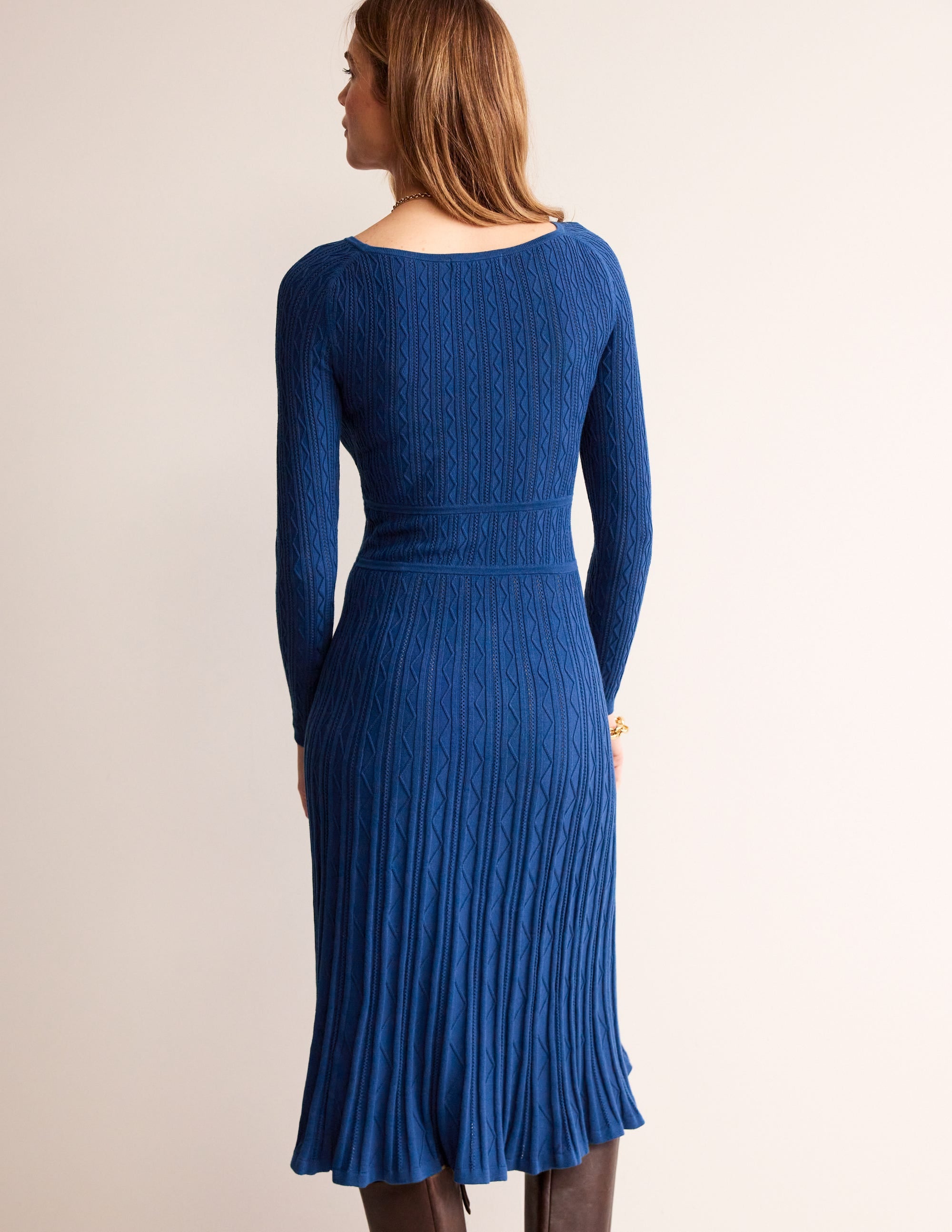 Imogen Empire Knitted Dress-Navy Peony - Image 3