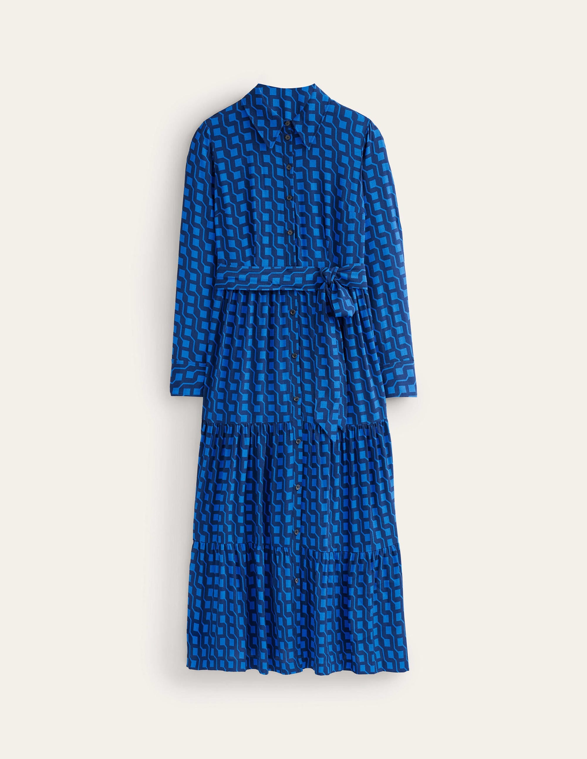 Flo Midi Shirt Dress-Bright Cobalt, Cube Geo - Image 5