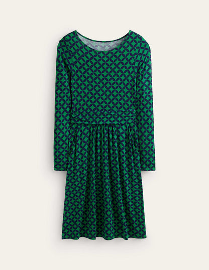 Abigail Jersey Dress-Green, Diamond Terrace-6