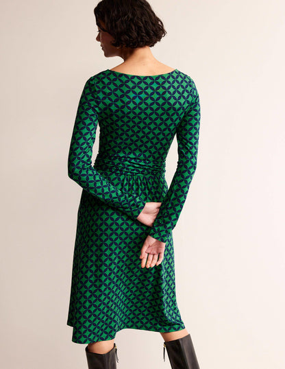 Abigail Jersey Dress-Green, Diamond Terrace-3