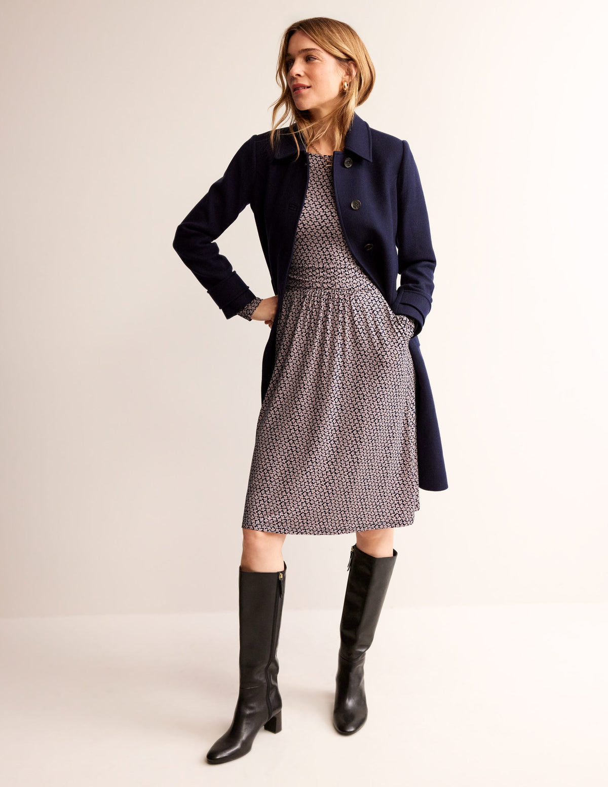 Abigail Jersey Dress-Milkshake, Daisy Bud - Image 1
