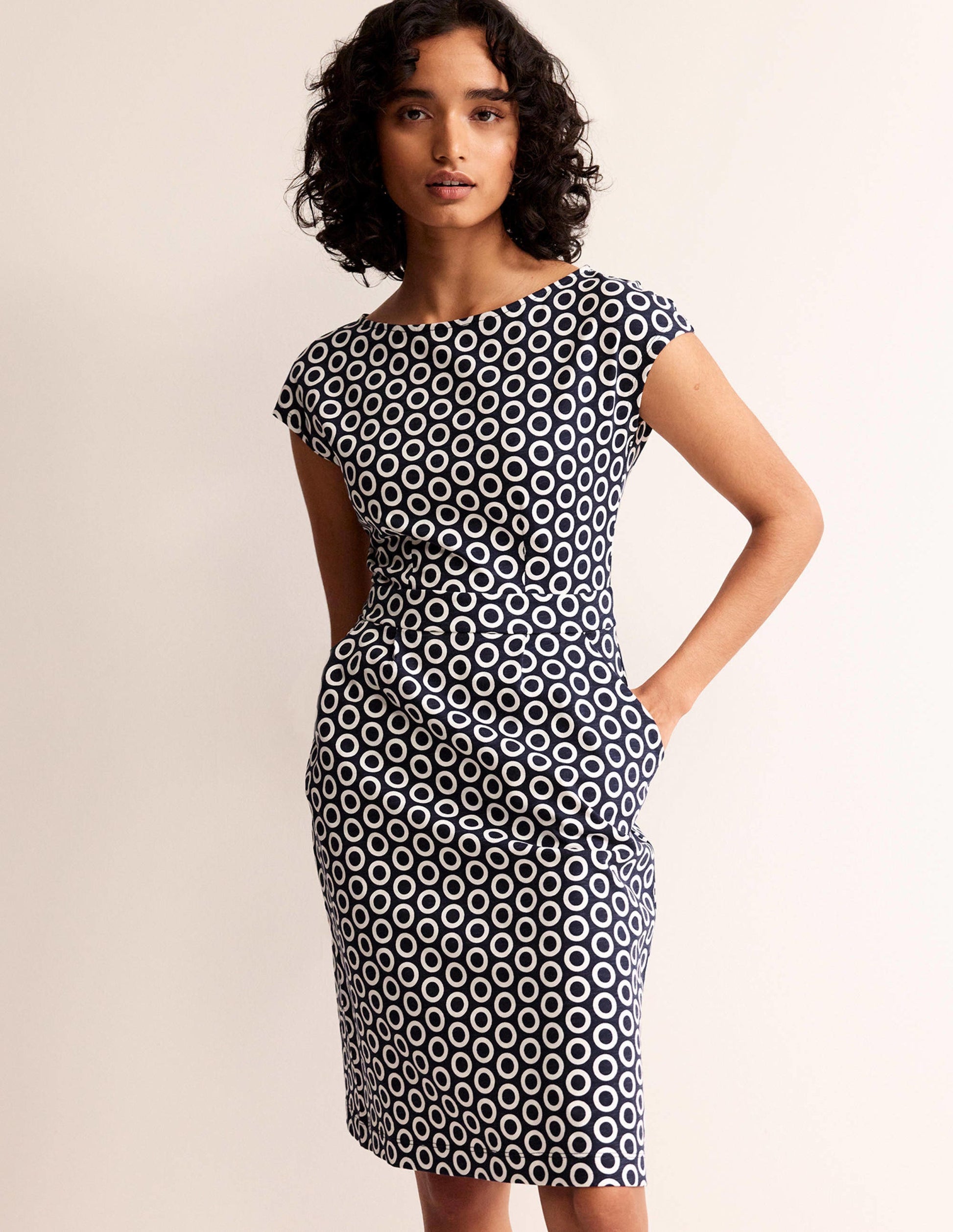 Florrie Jersey Dress-French Navy, Hoops-1