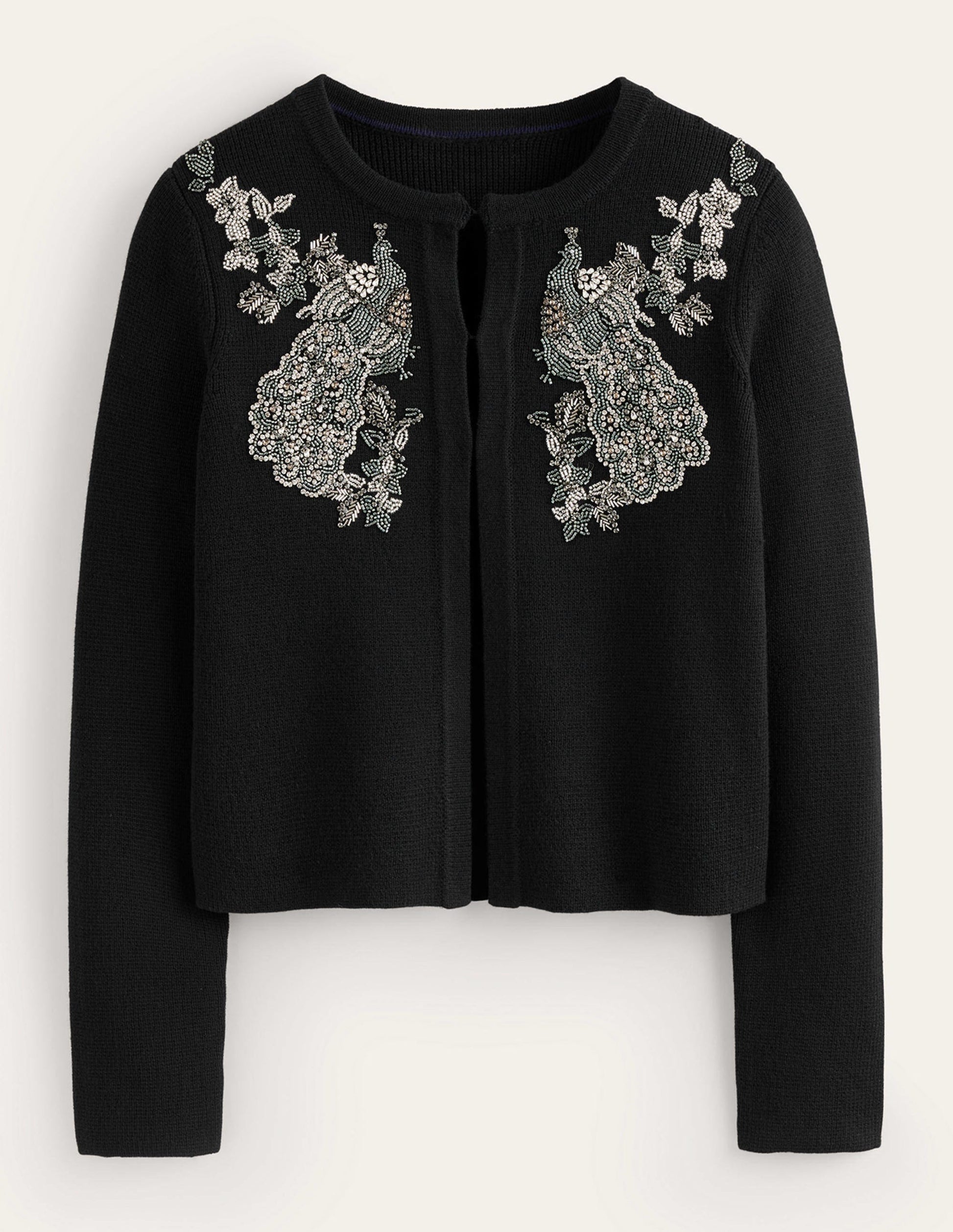 Embellished Knitted Jacket-Black-6