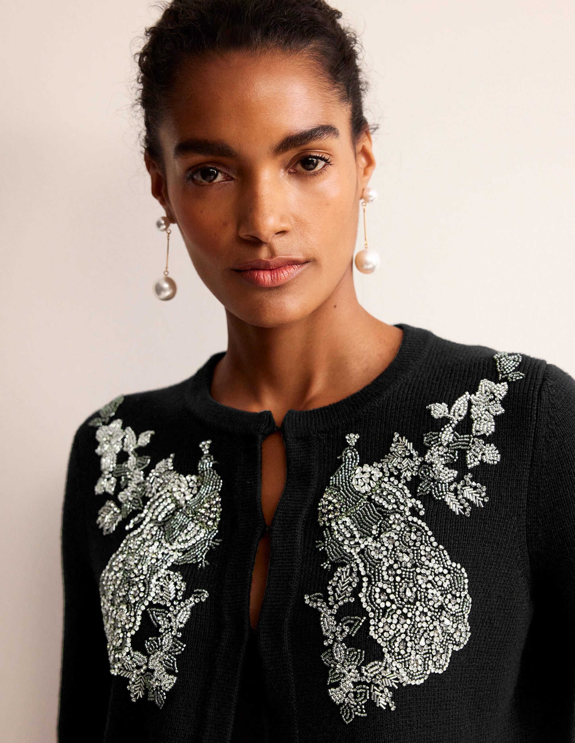 Embellished Knitted Jacket-Black - Image 2