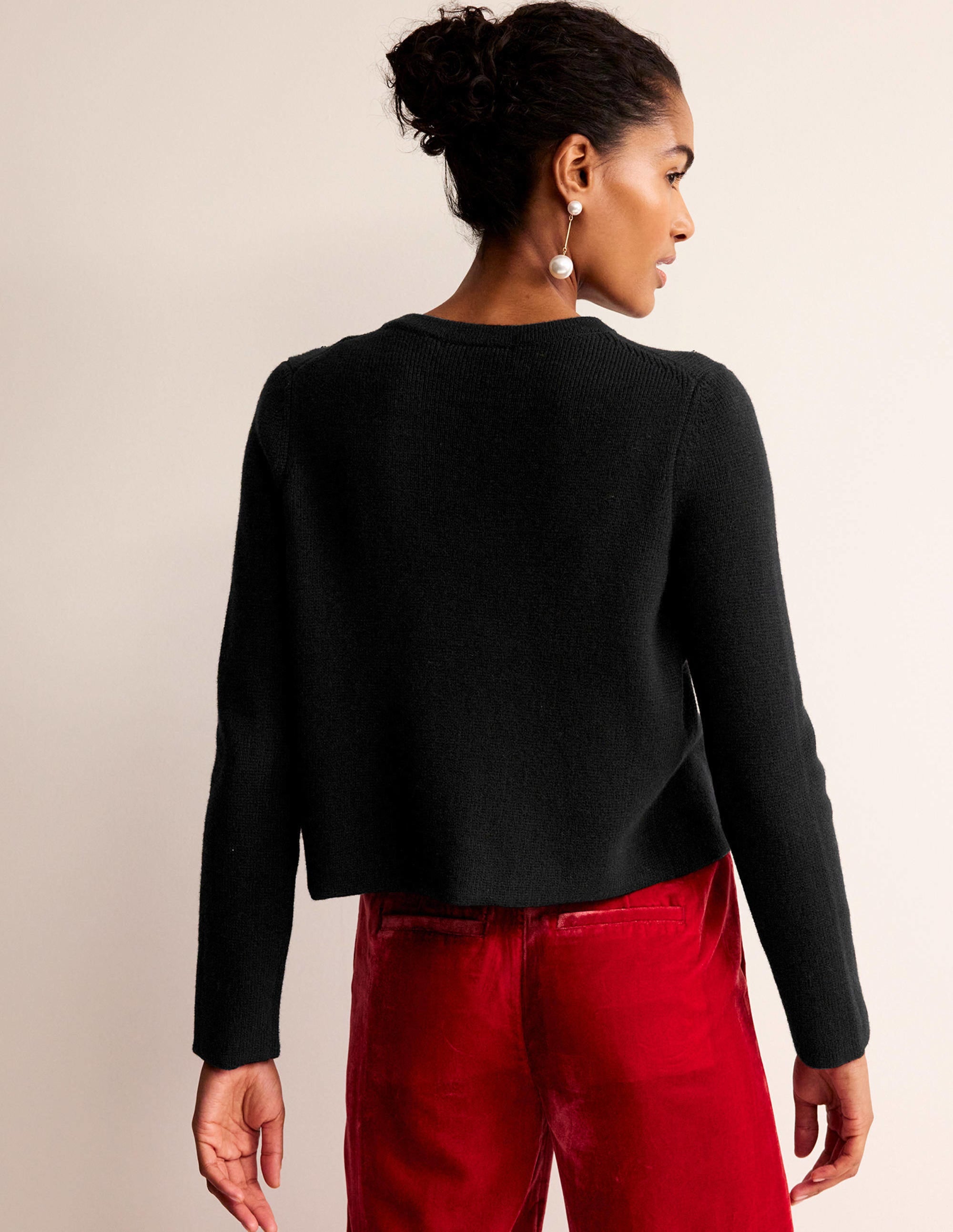 Embellished Knitted Jacket-Black - Image 3