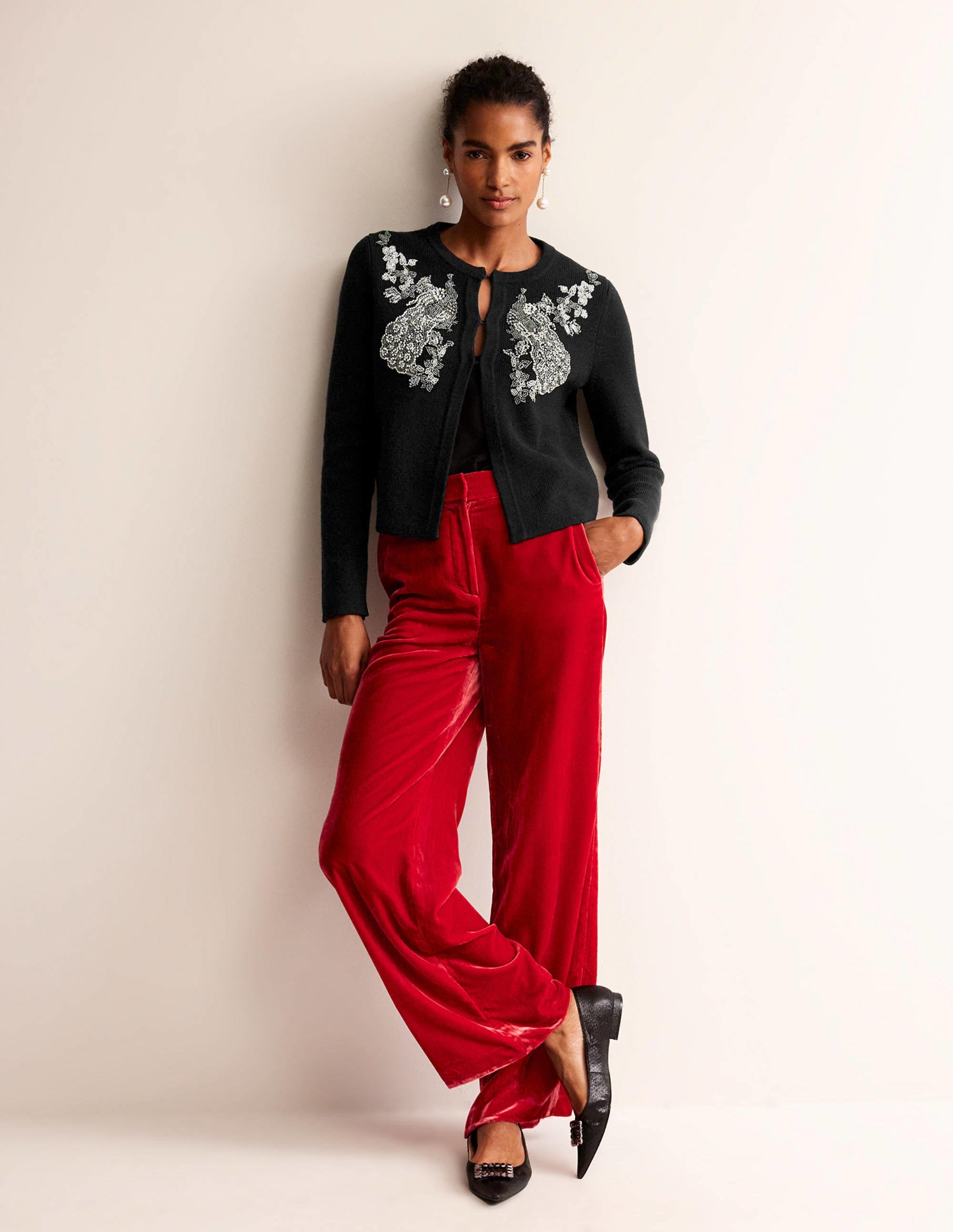 Embellished Knitted Jacket-Black - Image 4