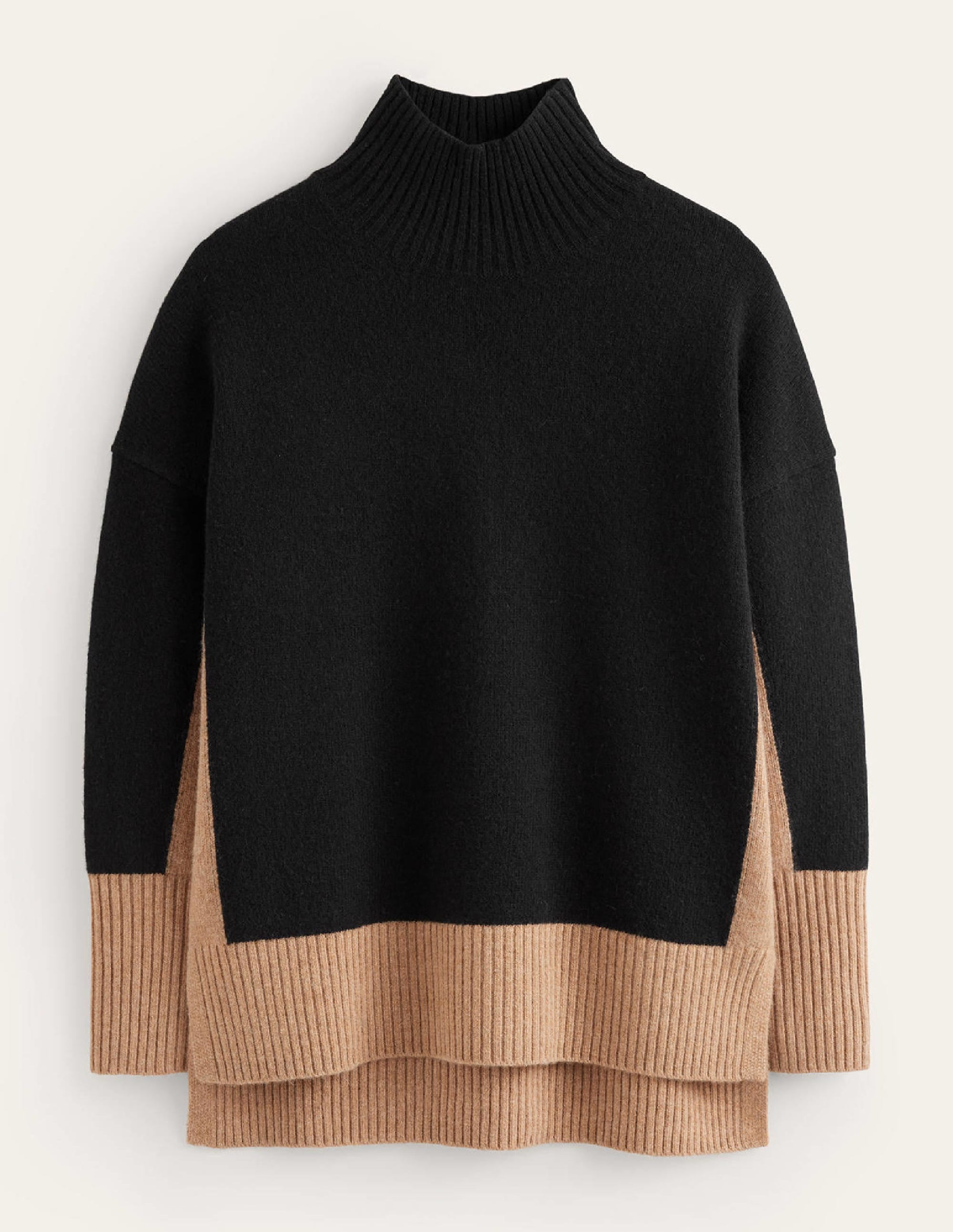 Jessica Oversized Jumper-Black, Camel Colour Block - Image 5