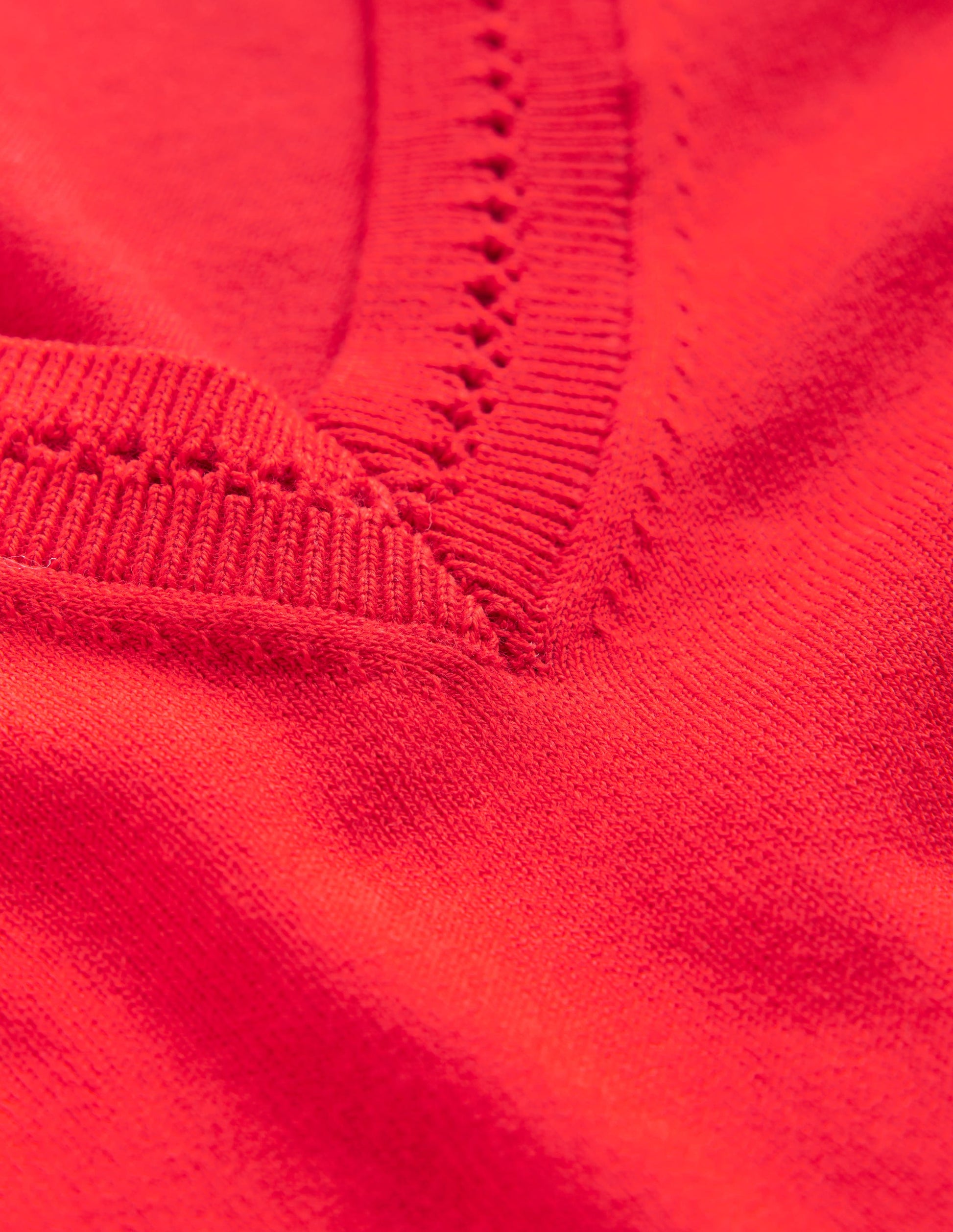 Catriona Cotton V-Neck Jumper-Poppy Red-6