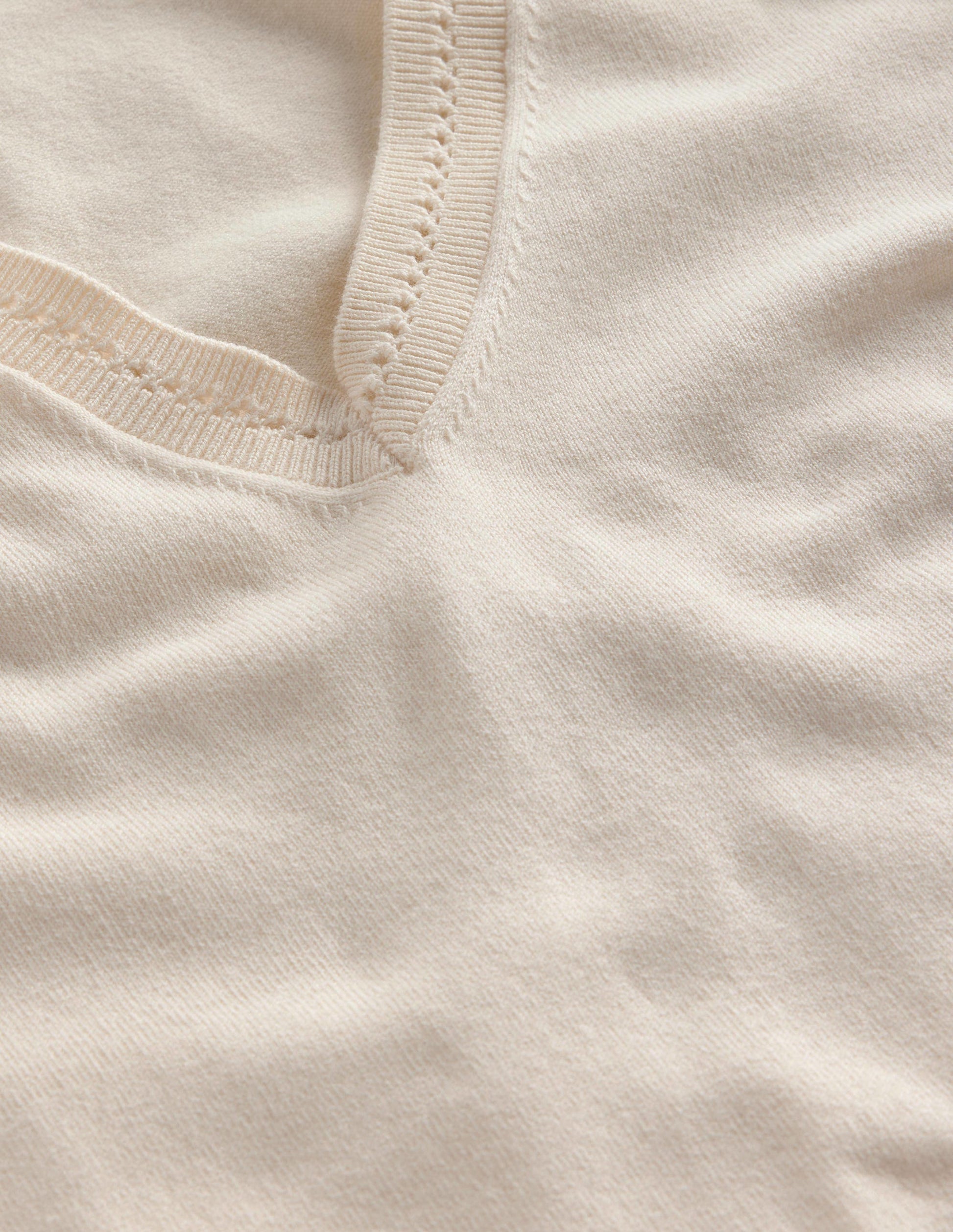 Catriona Cotton V-Neck Jumper-Warm Ivory-7
