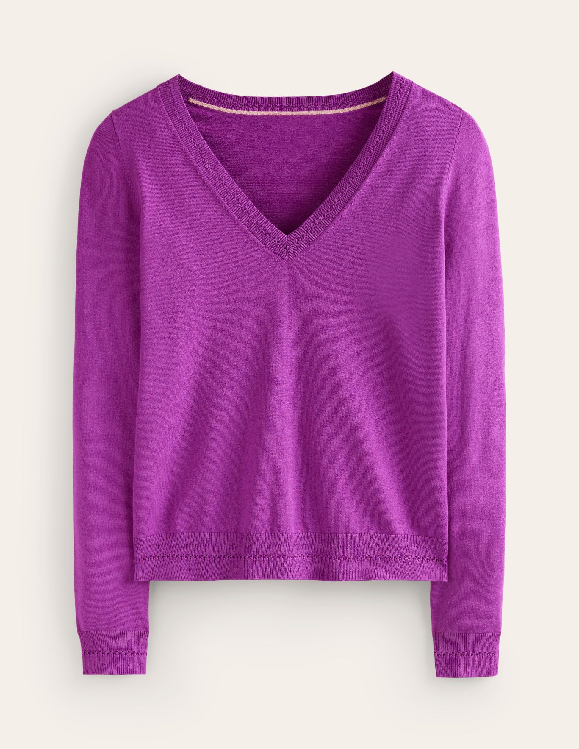 Catriona Cotton V-Neck Jumper-Jewel Purple-6