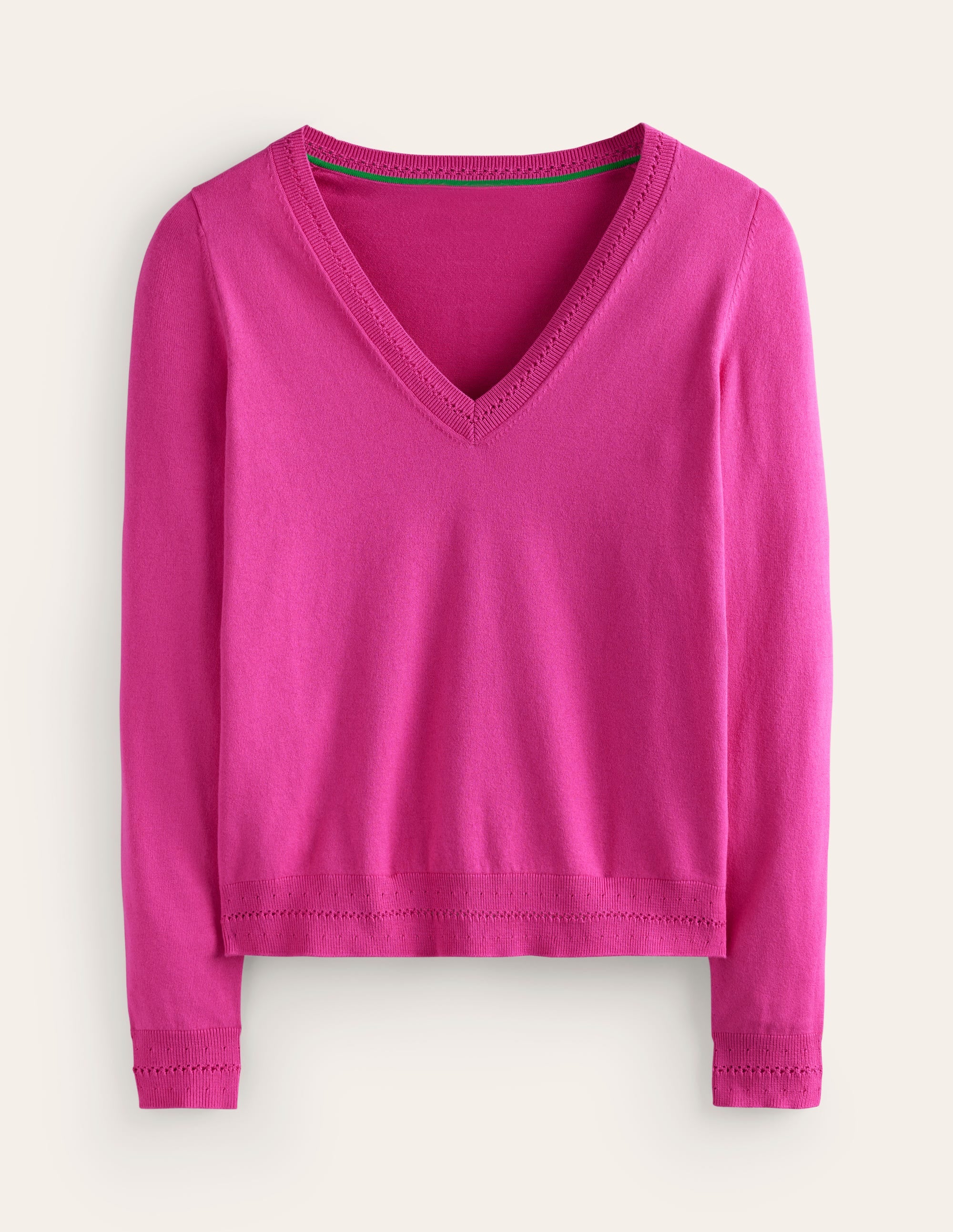 Catriona Cotton V-Neck Jumper-Cosmos Pink - Image 5