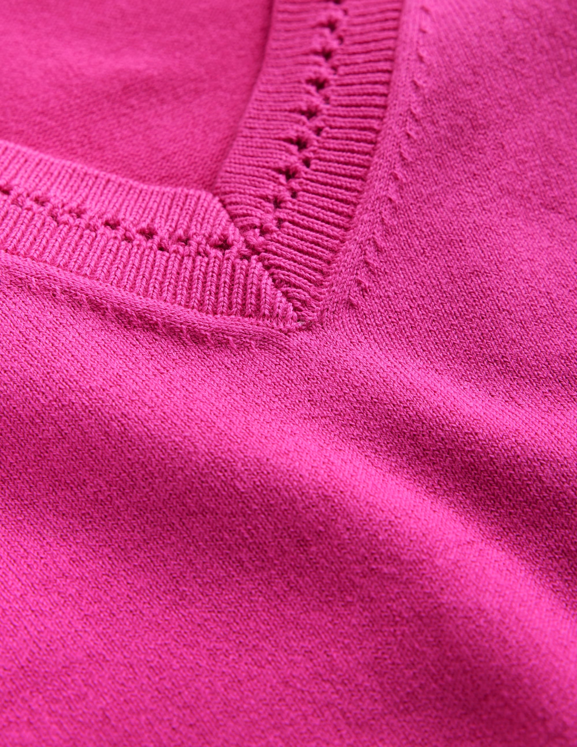 Catriona Cotton V-Neck Jumper-Cosmos Pink - Image 6