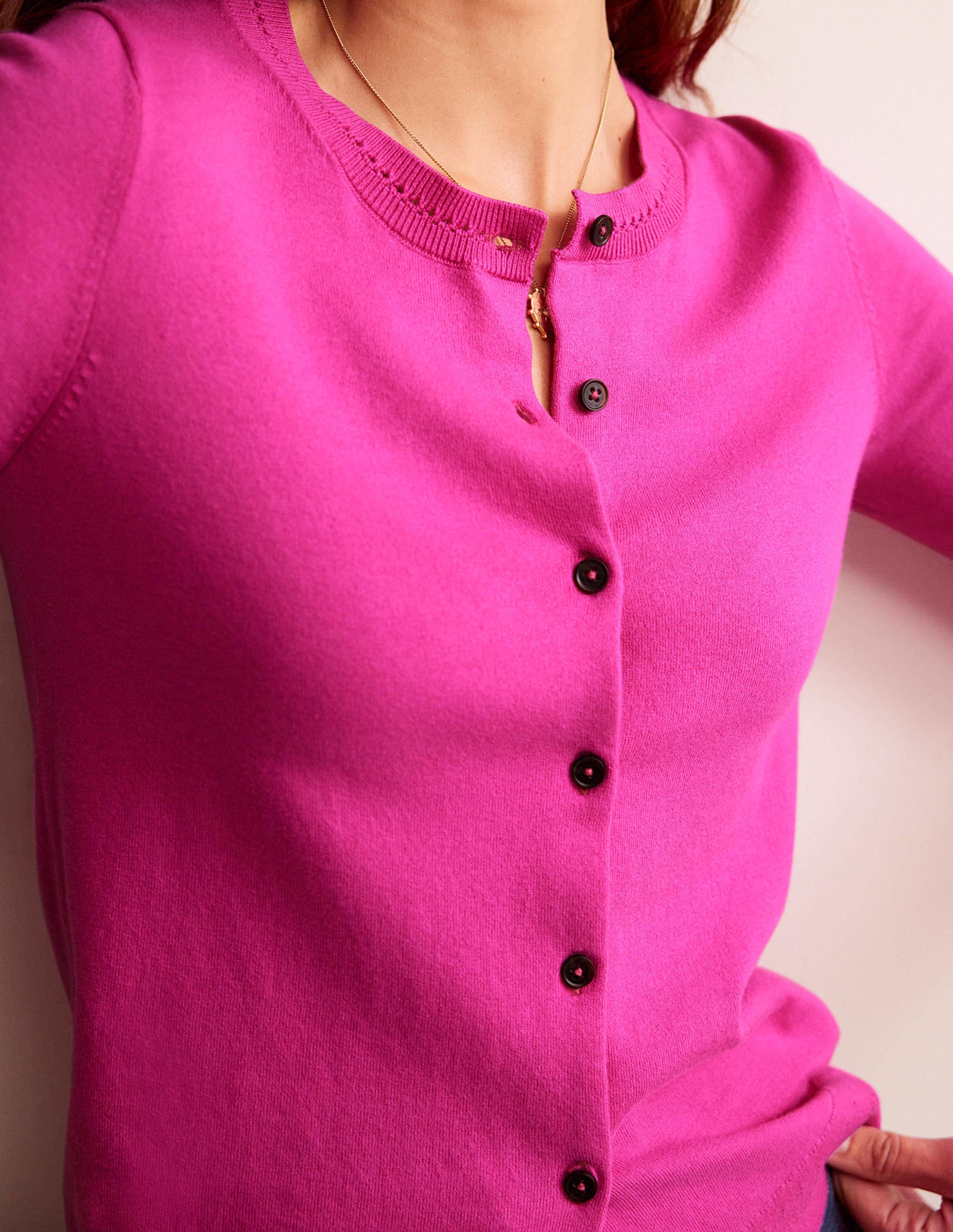 Catriona Cotton Cardigan-Rose Violet - Image 2