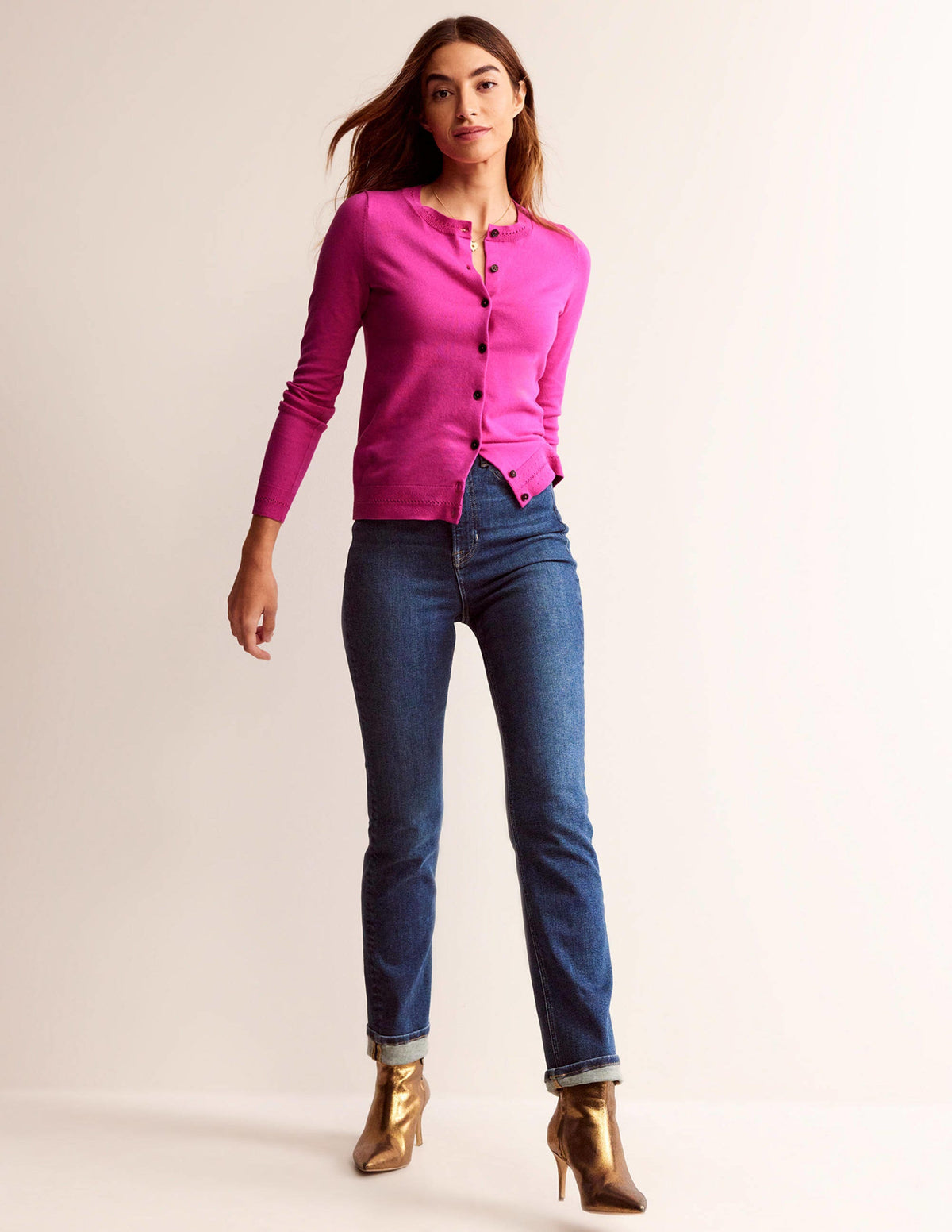 Catriona Cotton Cardigan-Rose Violet - Image 4