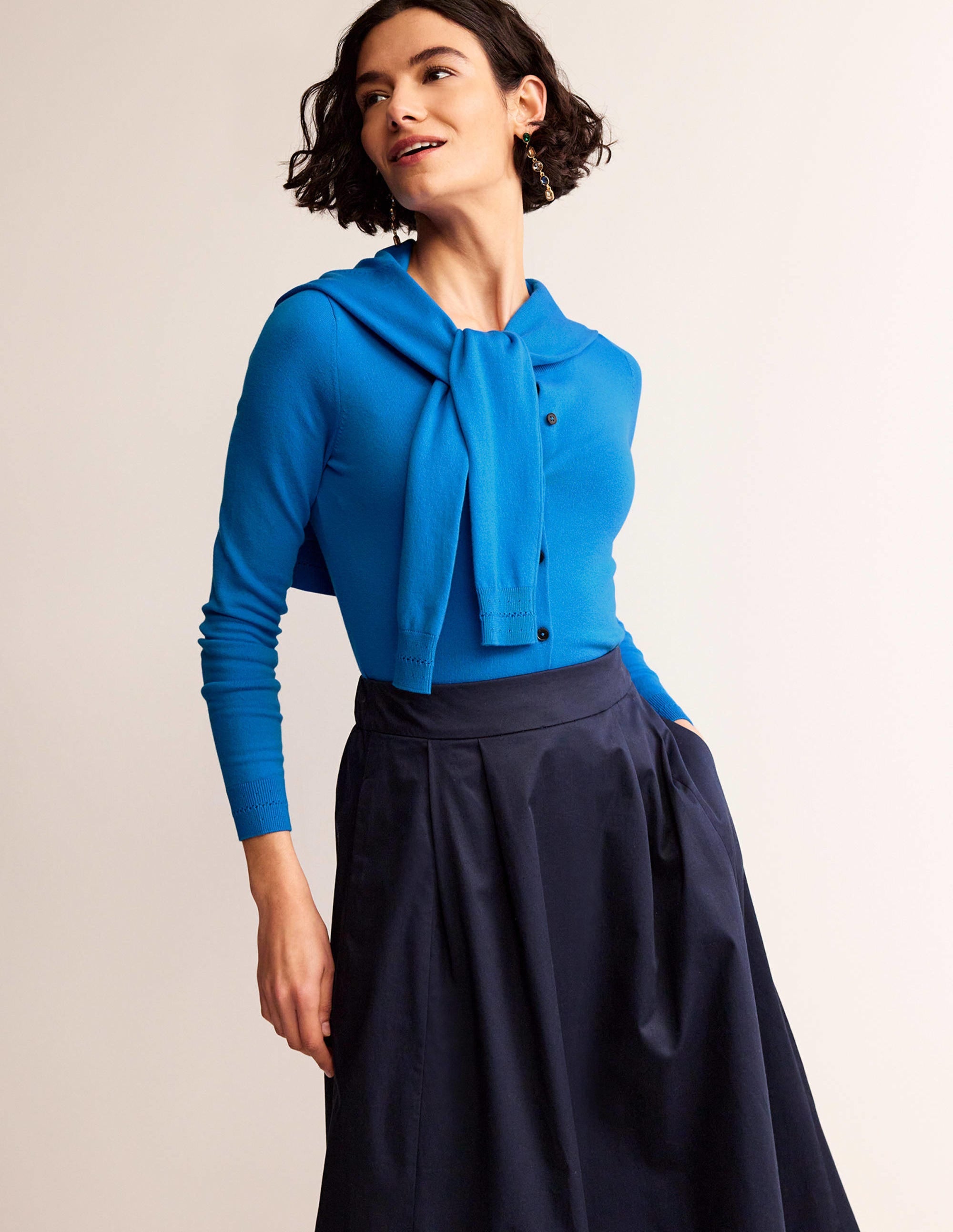 Catriona Cotton Cardigan-Brilliant Blue - Image 1