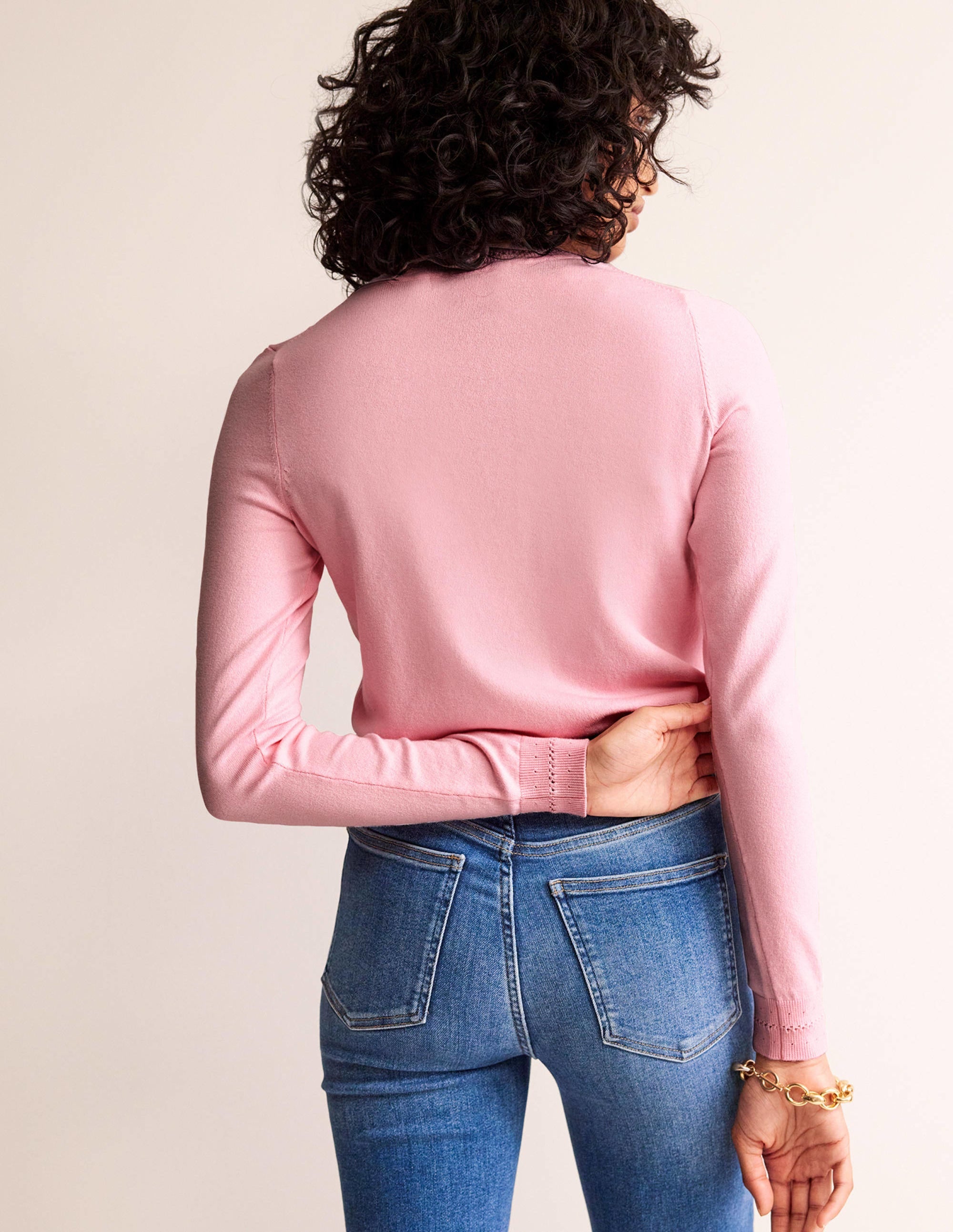 Catriona Cotton Crew Jumper-Spring Blossom Pink - Image 4