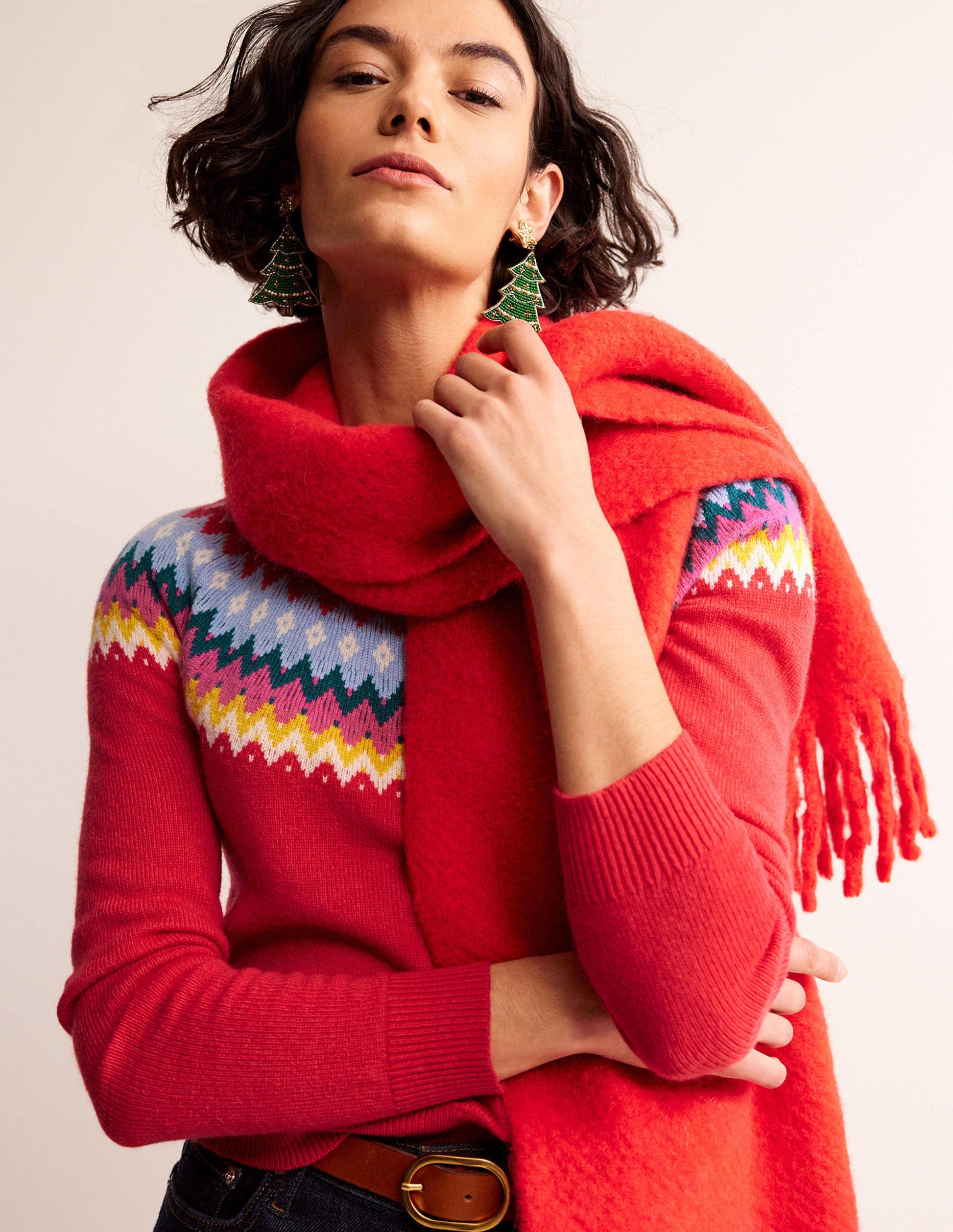 Edie Fair Isle Jumper-Poppy Red-1