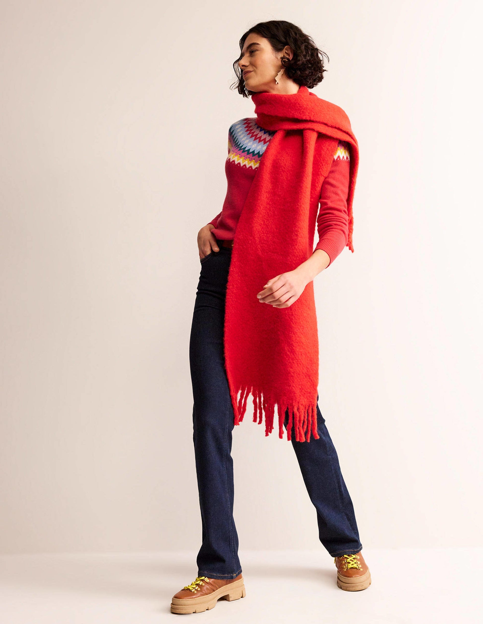 Edie Fair Isle Jumper-Poppy Red-4