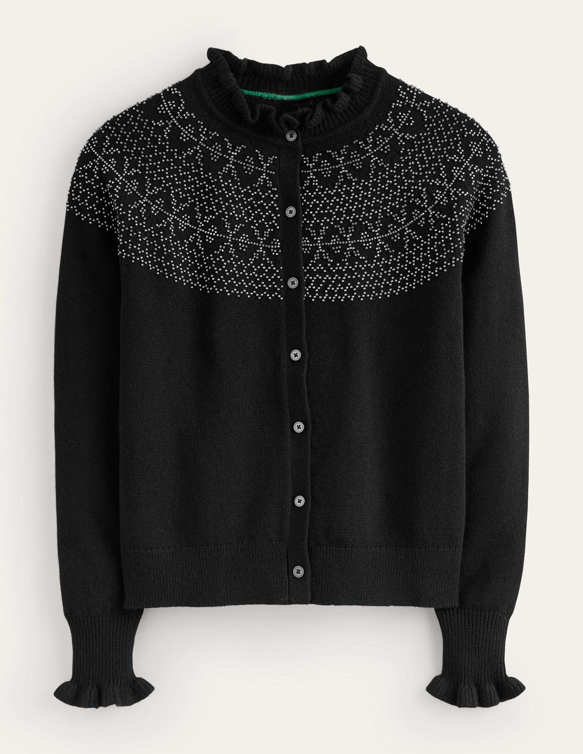 Embellished Yoke Cardigan-Black-5