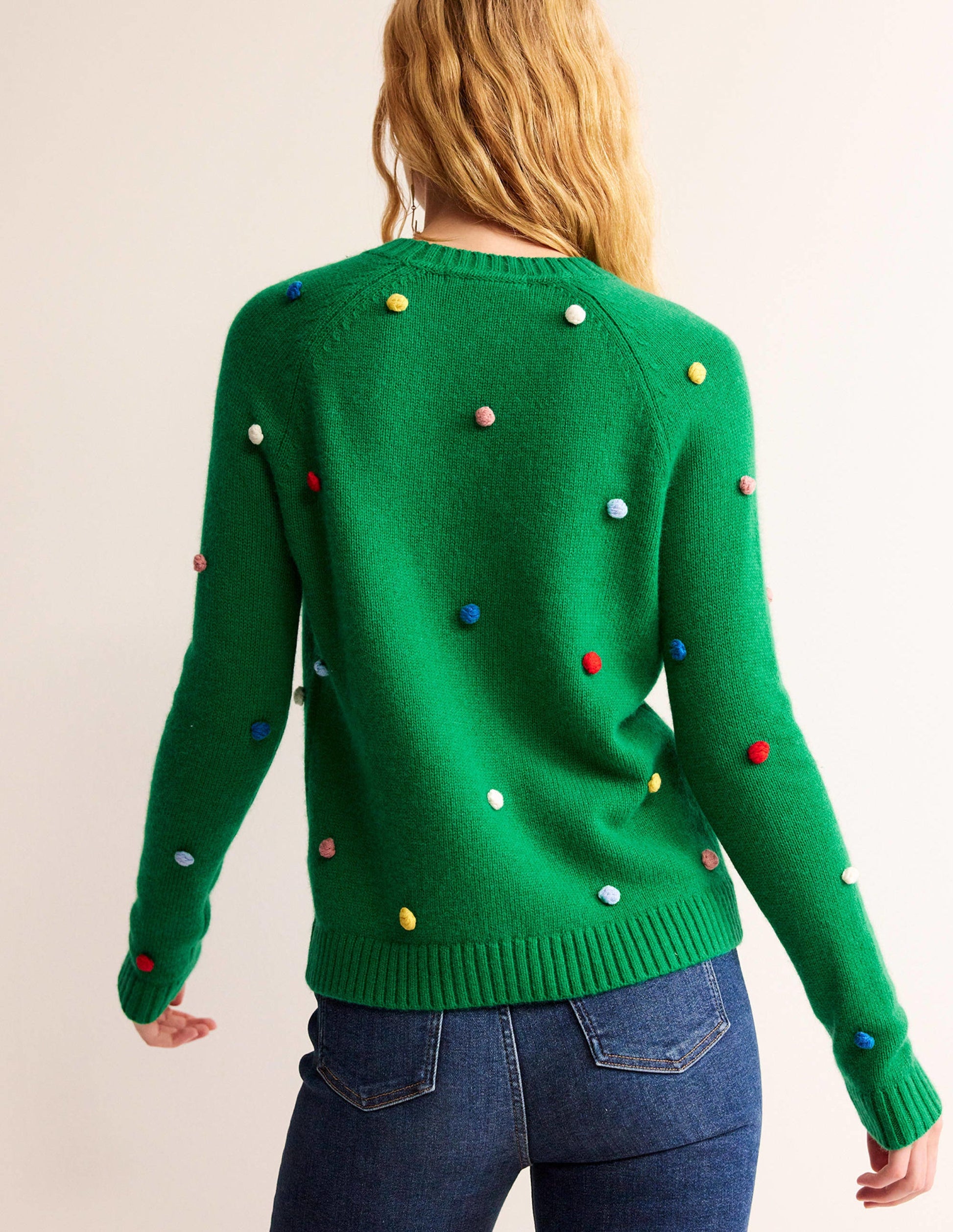 Christmas Pompom Jumper-Veridian Green-3