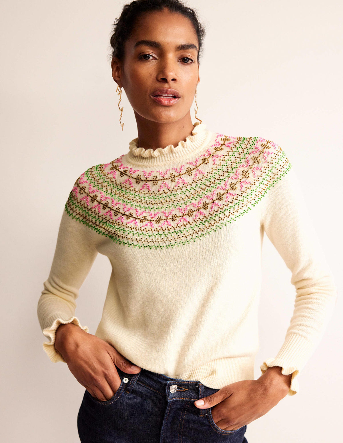 Embellished Yoke Jumper-Ivory-2