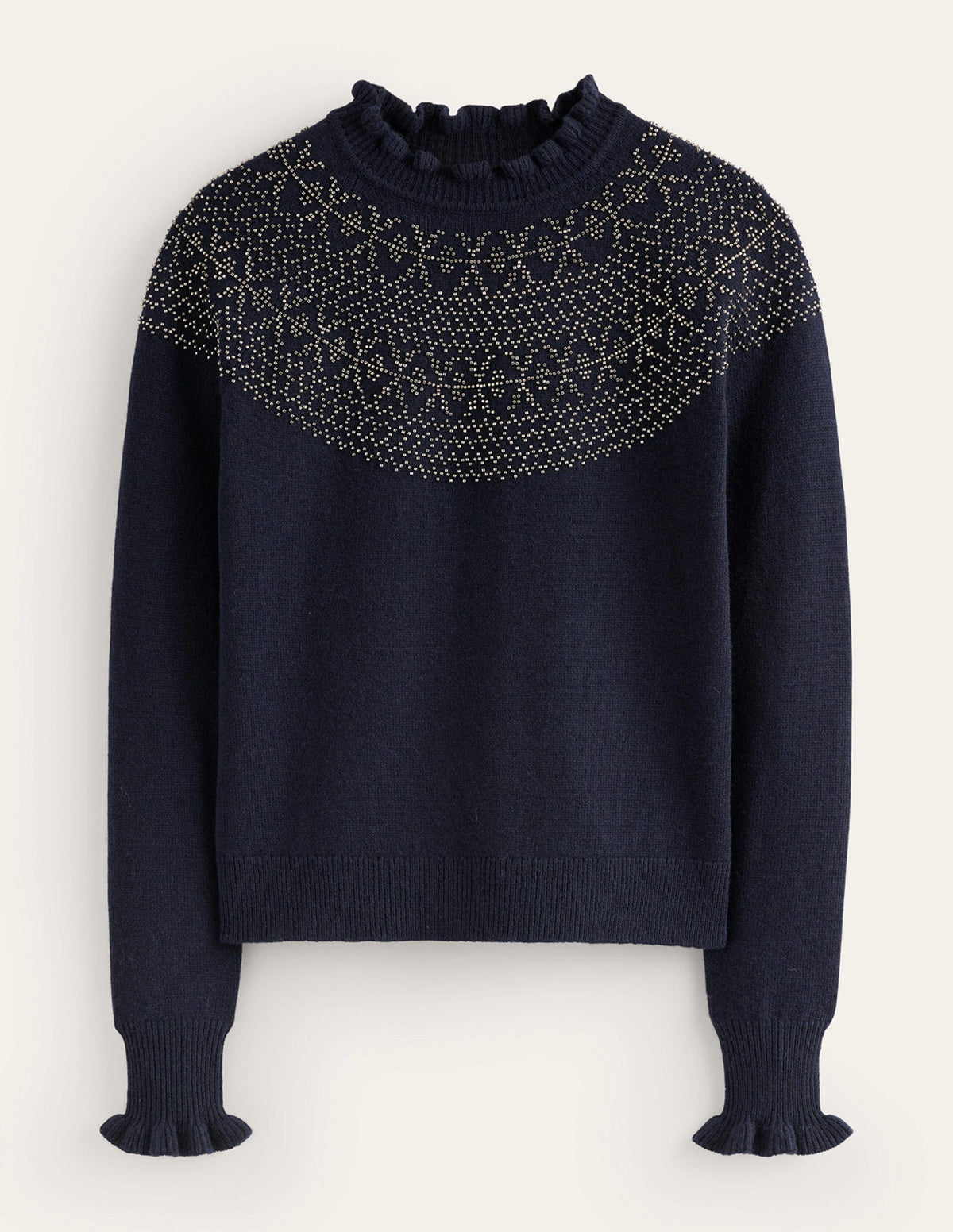 Embellished Yoke Jumper-Navy-6