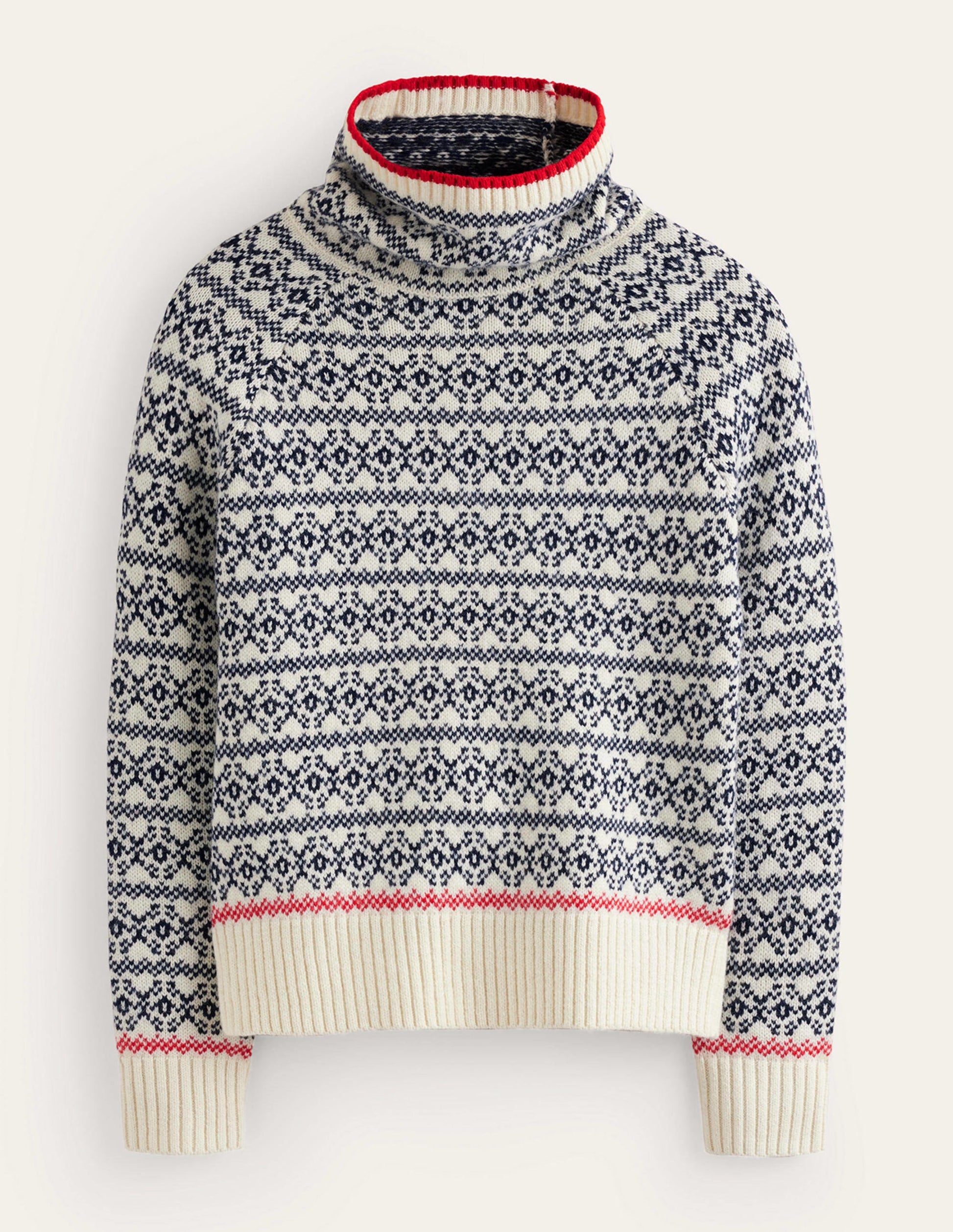 Chunky Fair Isle Jumper-Navy and Warm Ivory Fair Isle-6
