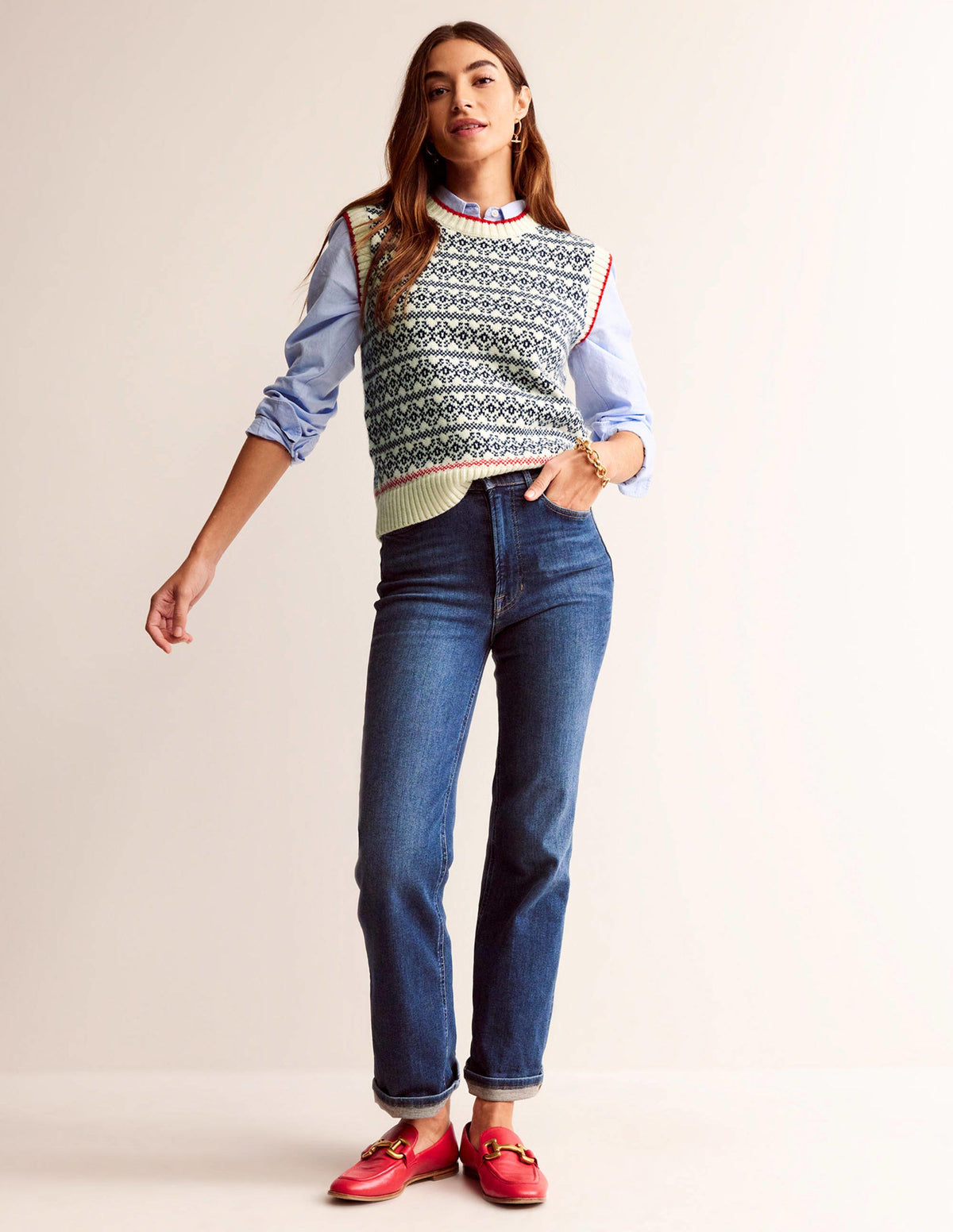 Eleanor Fair Isle Tank-Warm Ivory-4