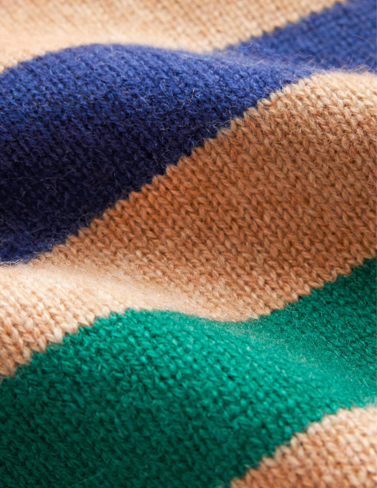 Roll Neck Cashmere Jumper-Camel and Red Stripe - Image 6