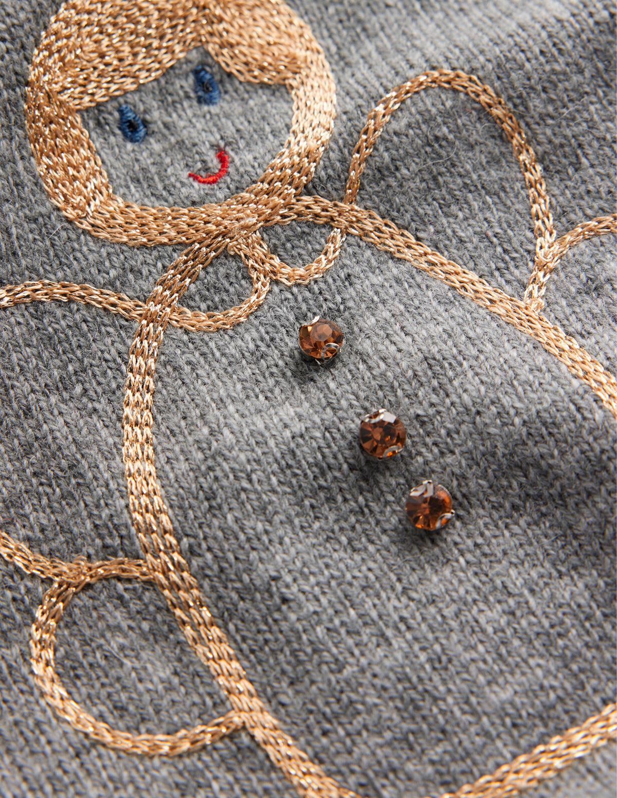 Festive Embroidered Jumper-Grey Melange, Angel-6