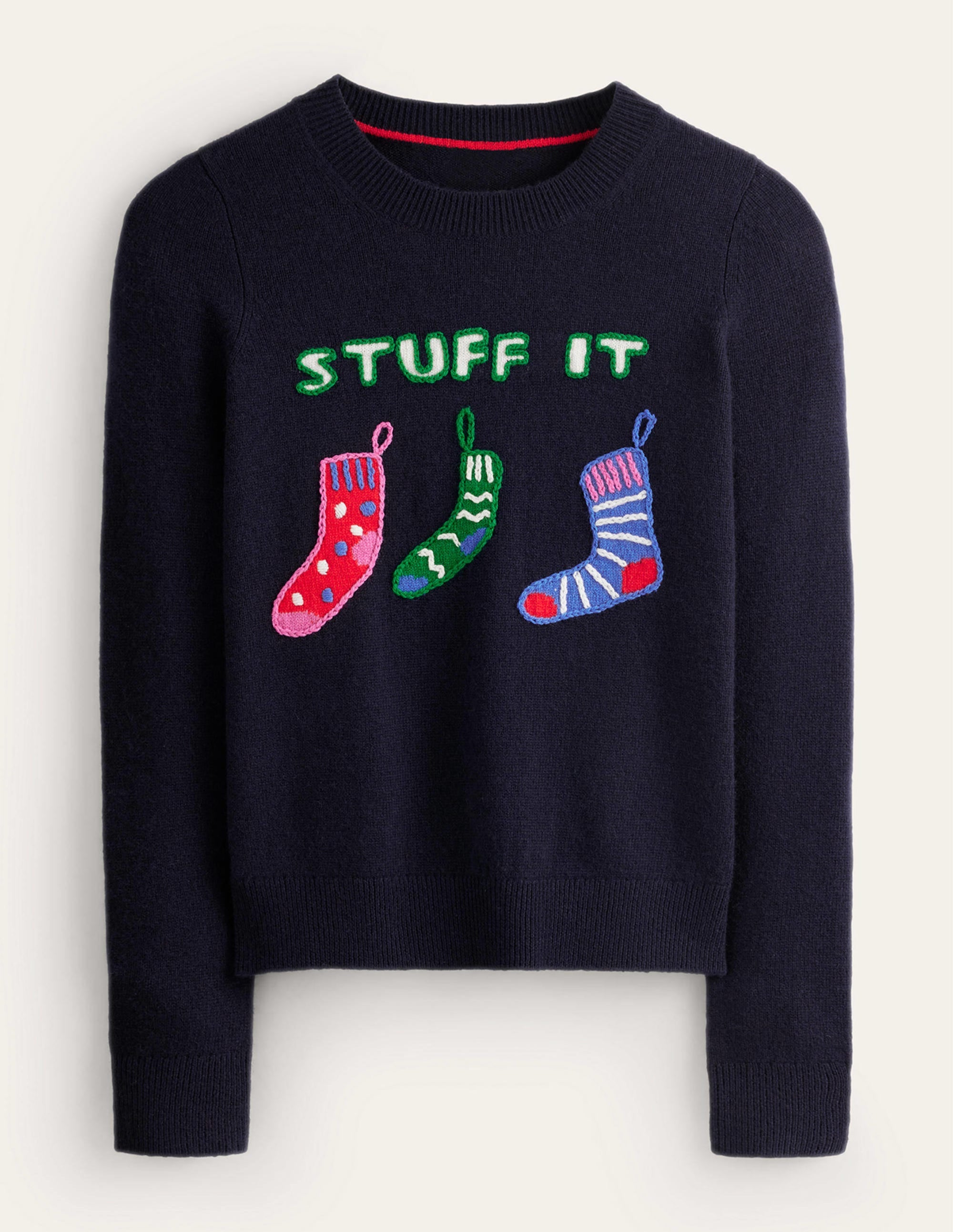 Festive Embroidered Jumper-Navy, Stuff It - Image 5