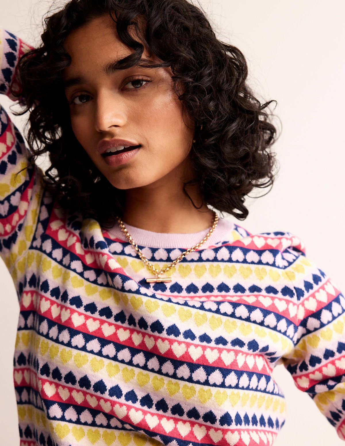 Isabel Heart Fair Isle Jumper-Multi, Ivory Geo Heart - Image 1