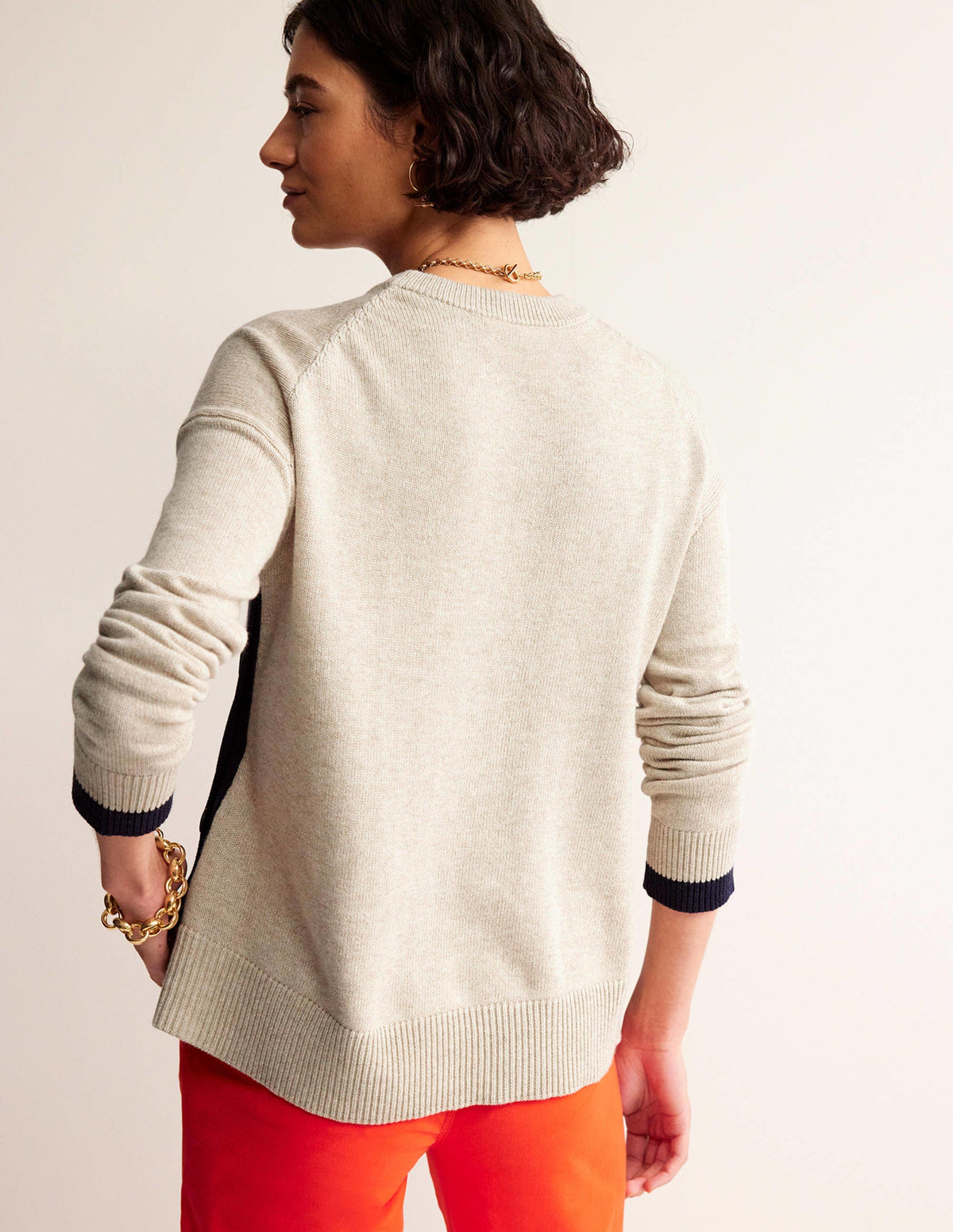 Alma Contrast Trim Jumper-Chinchilla Melange, Navy - Image 3