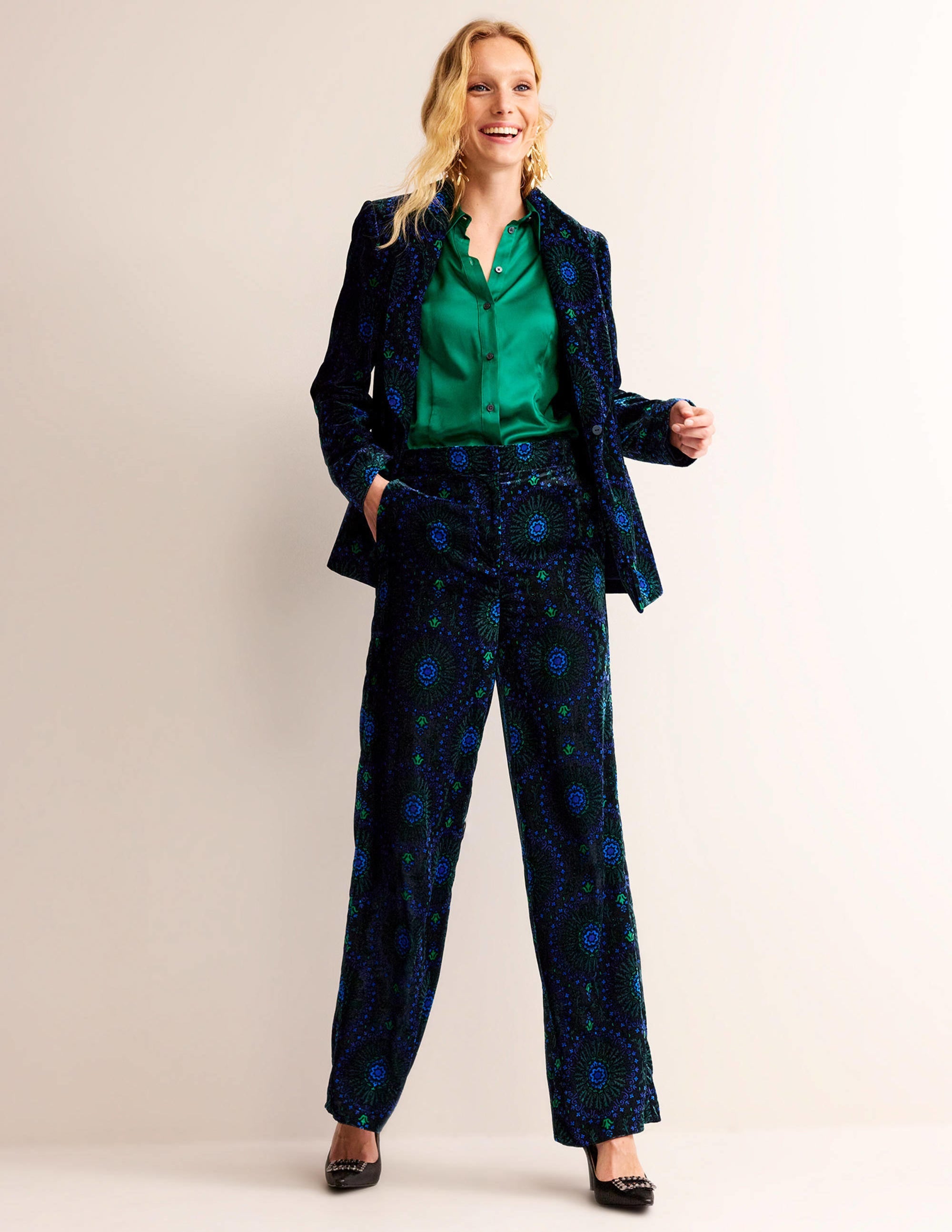 Westbourne Velvet Trousers-Black, Artizian Geo - Image 1